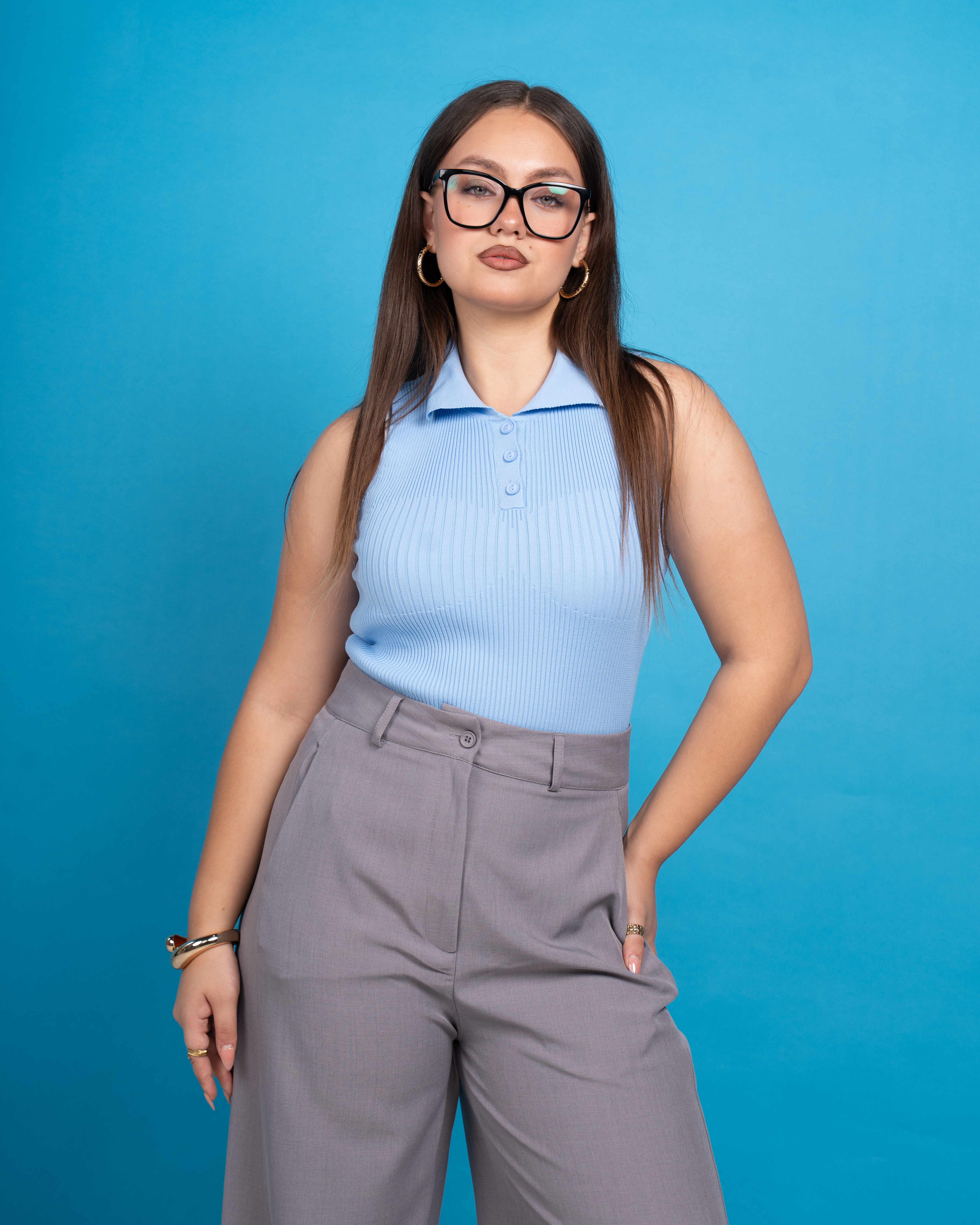 Collared knit top