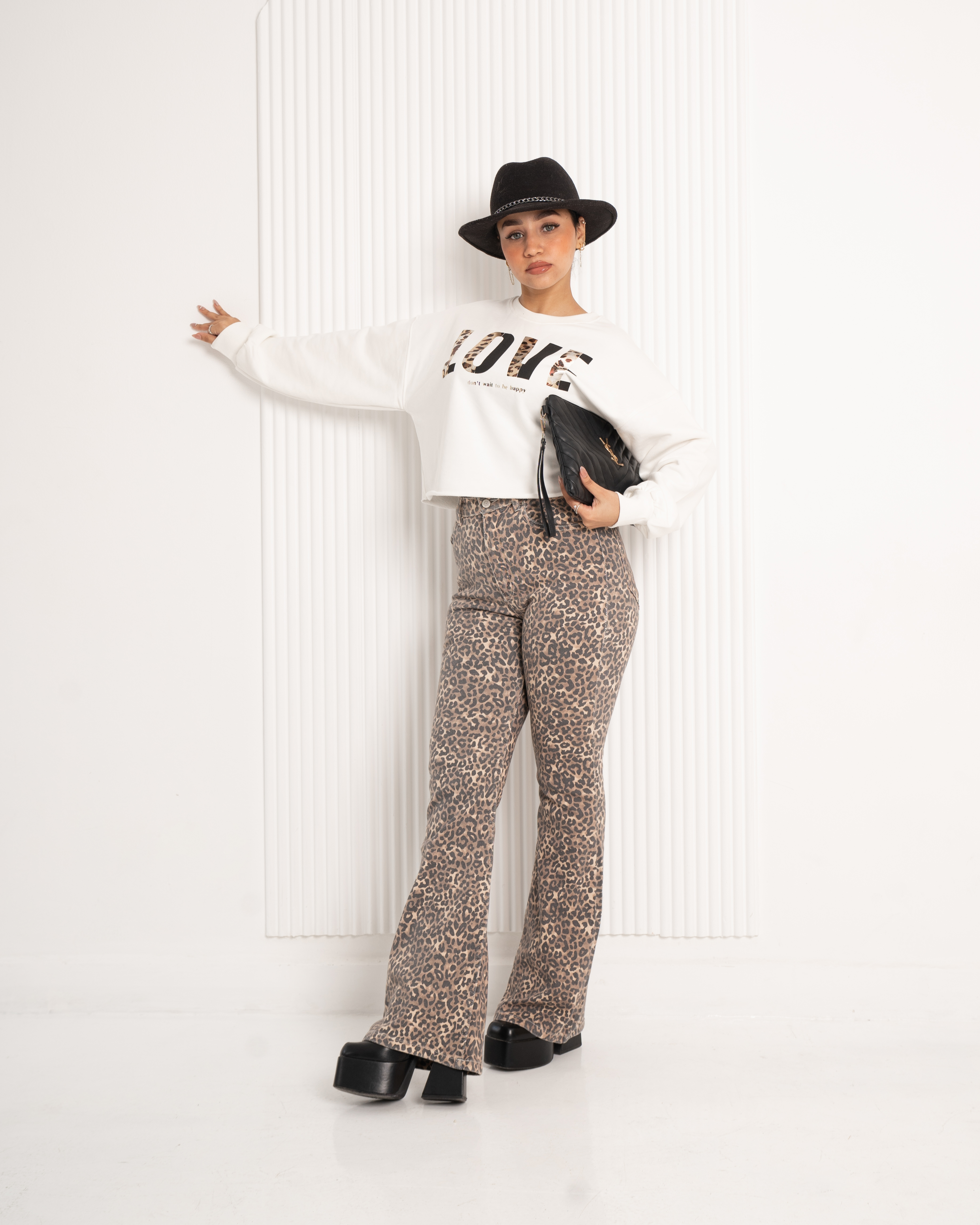 White Short Sweatshirt with Print