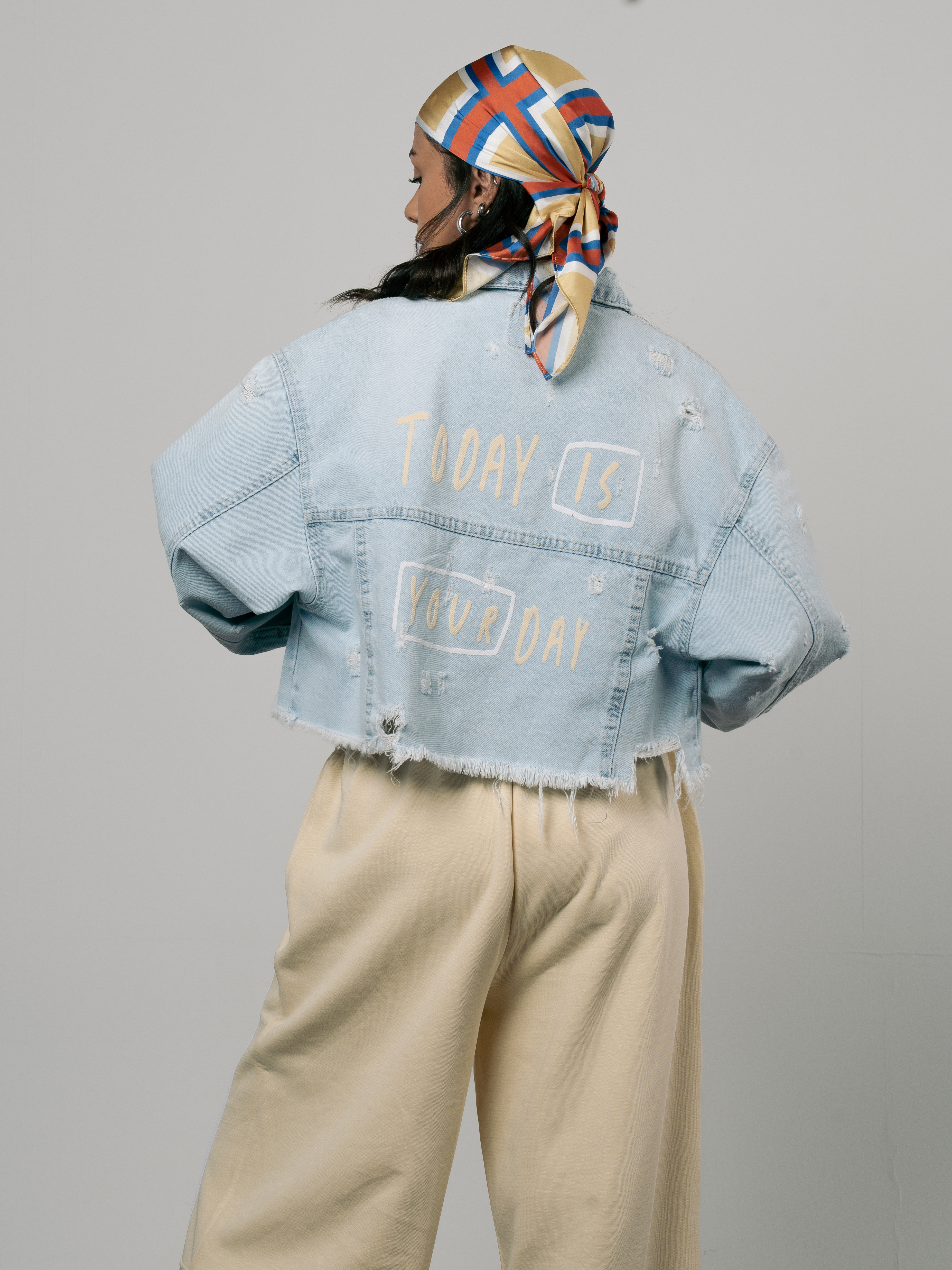 Short Jeans Printed Jacket