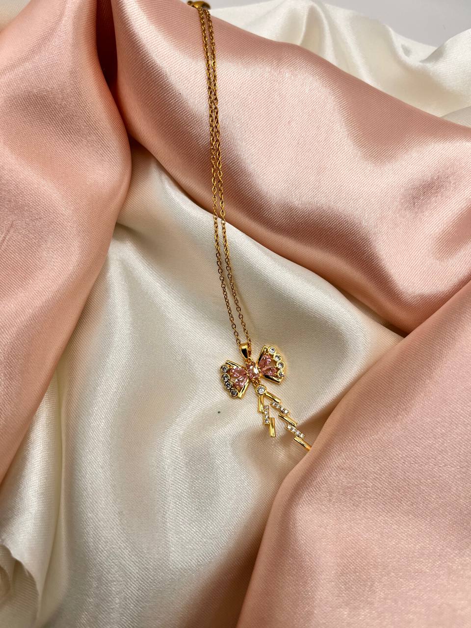 Gold Bow Pendant Necklace