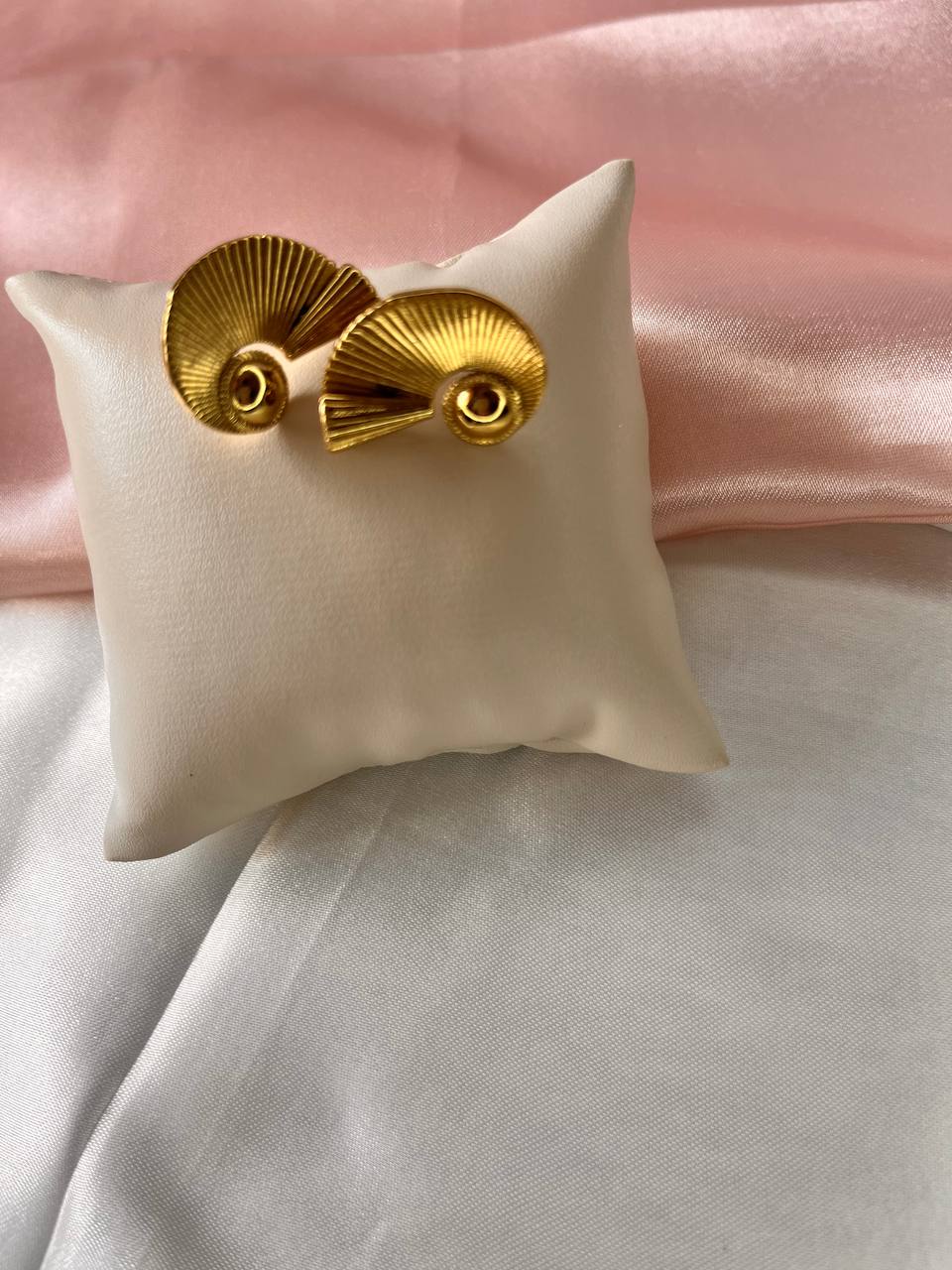 Gold Fan-Shaped Stud Earrings