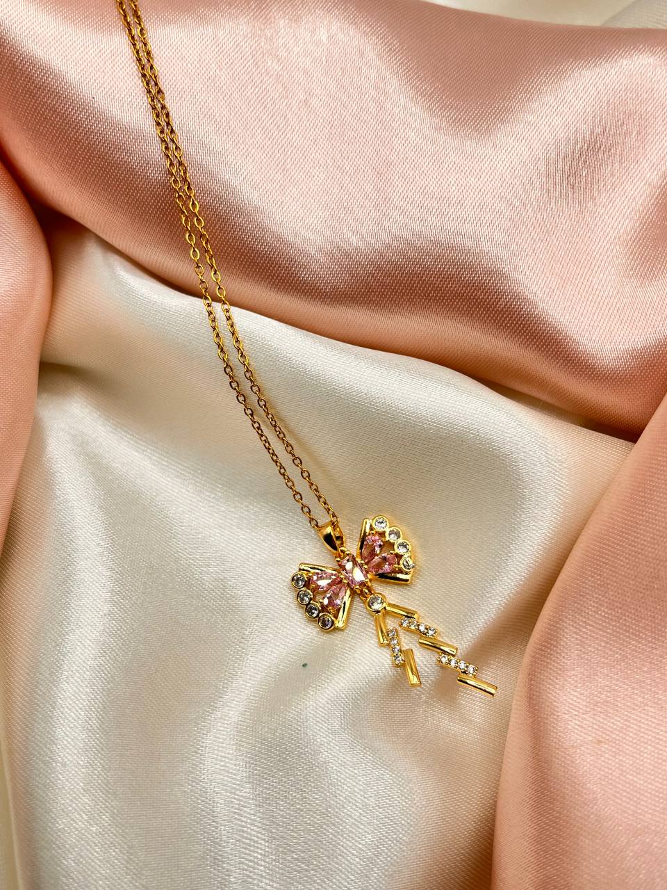 Gold Bow Pendant Necklace