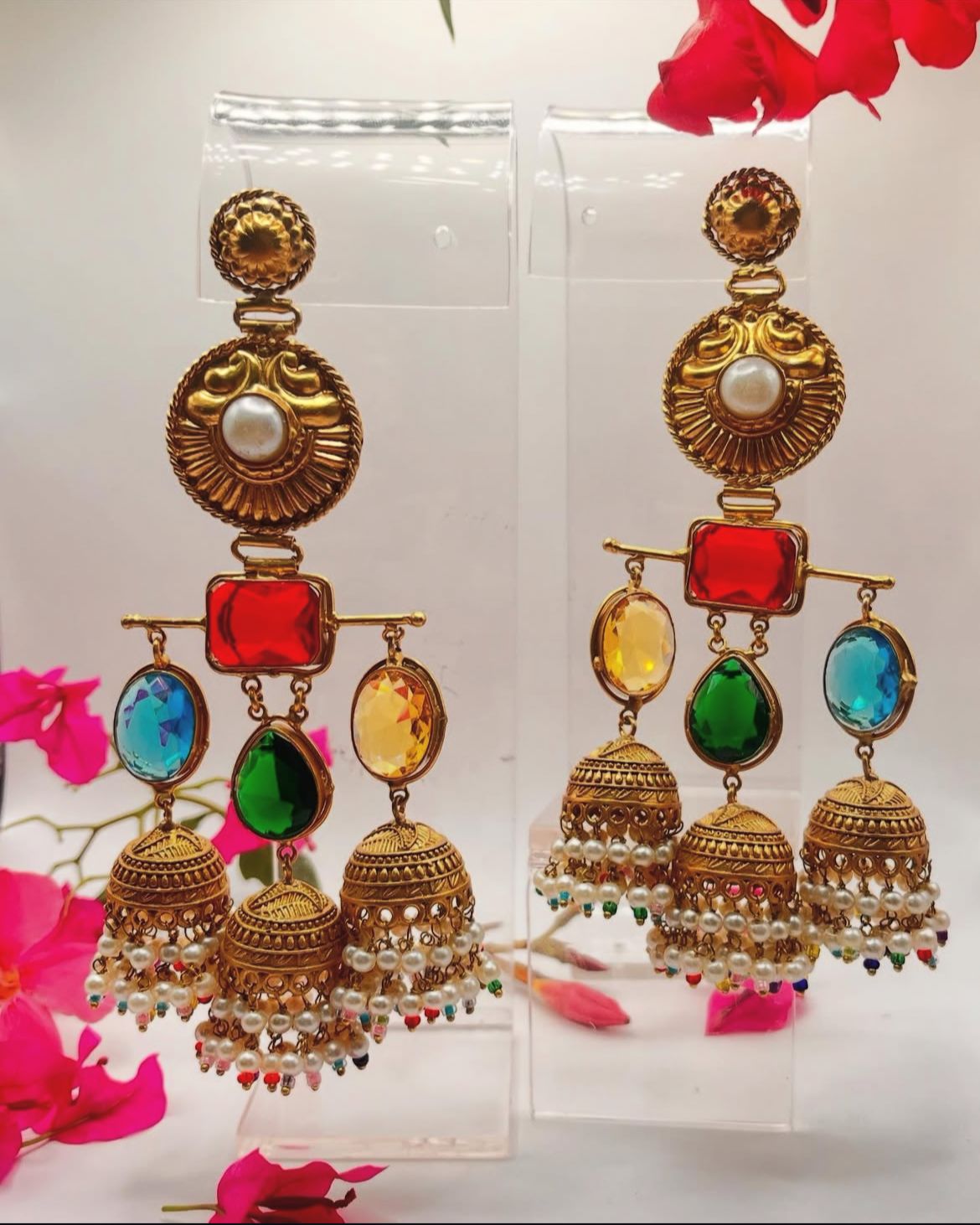 Traditional Multicolor Chandbali Earrings