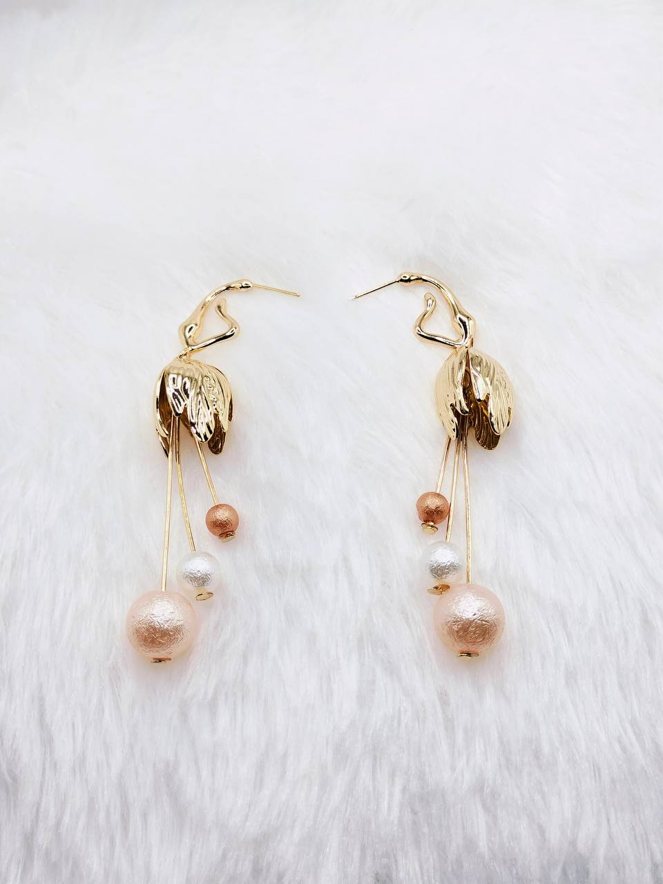 Gold Crane Drop Earrings