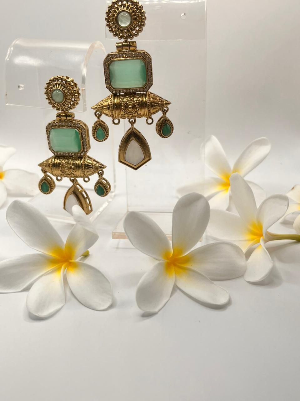 Vintage gold and turquoise drop earrings