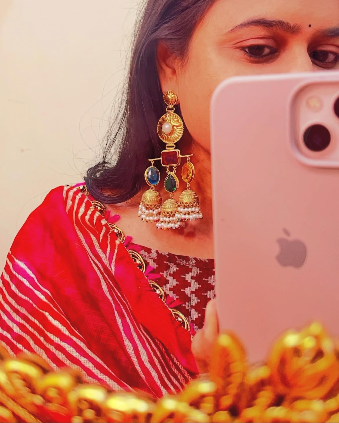 Traditional Multicolor Chandbali Earrings
