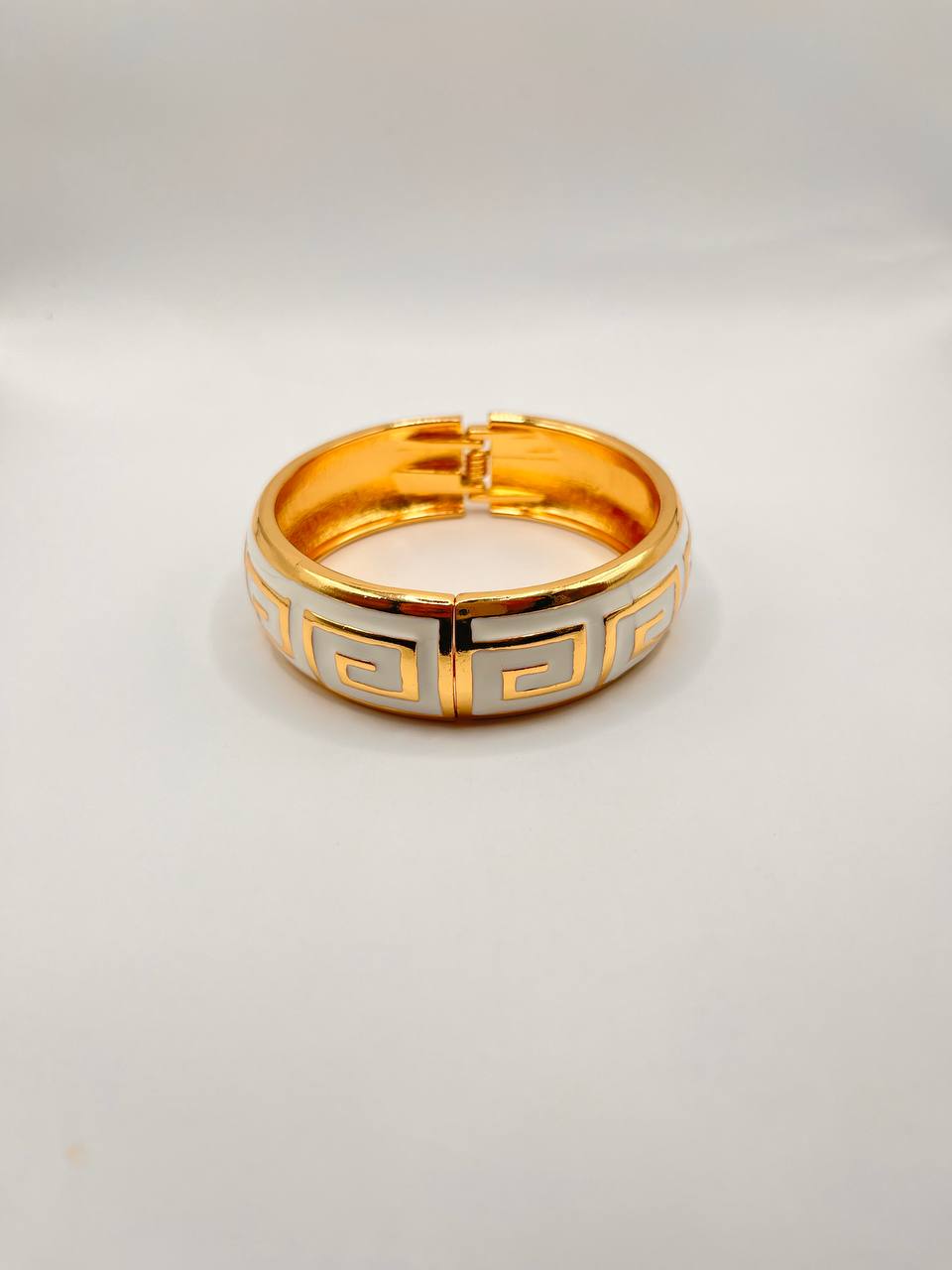 Gold Greek Key Bangle Bracelet