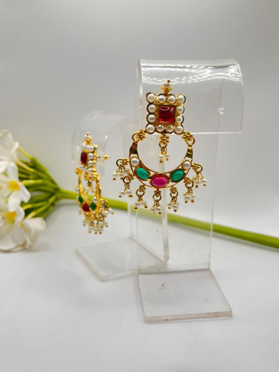 Traditional Kundan Chandbali Earrings