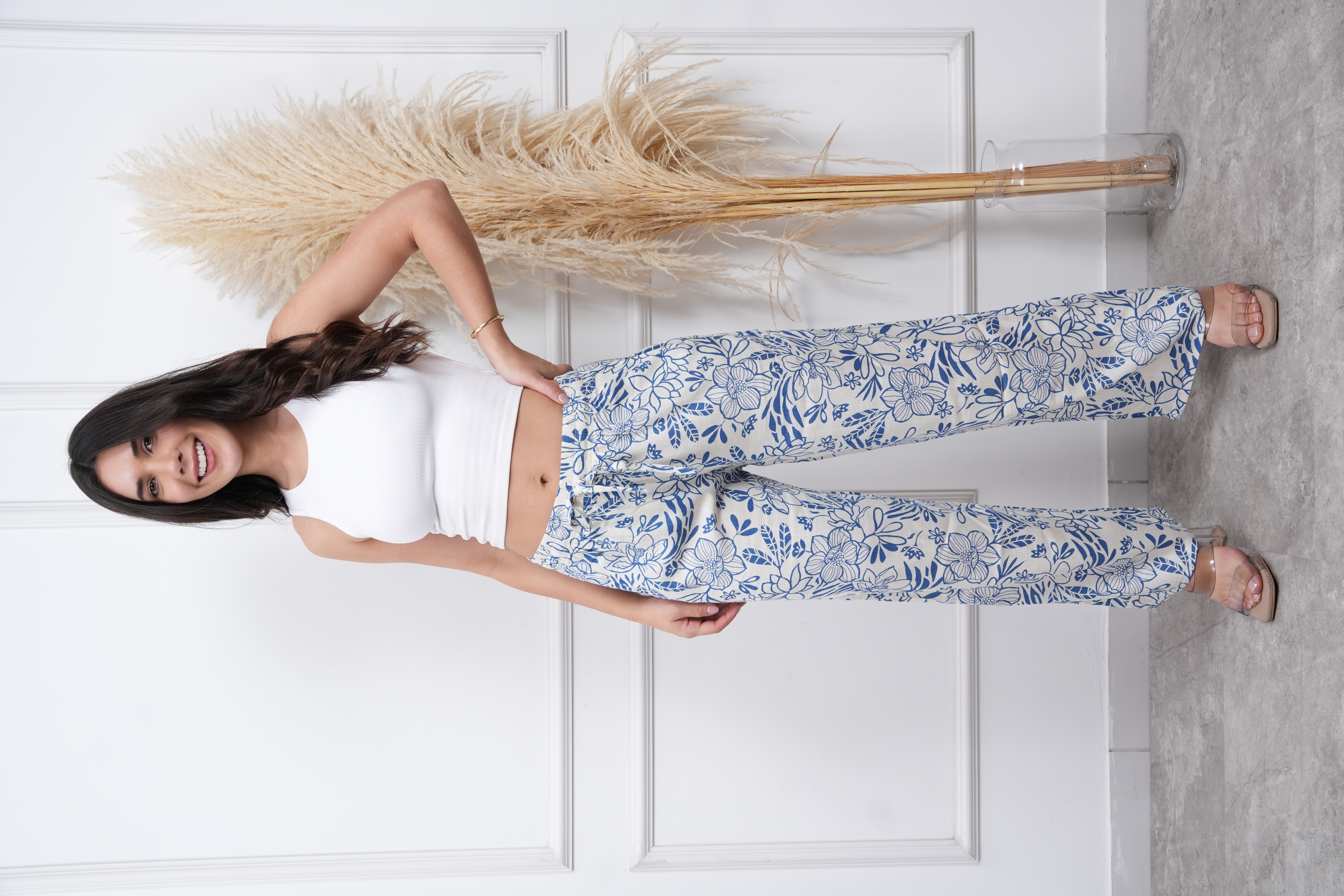 Pantalón lino estampado