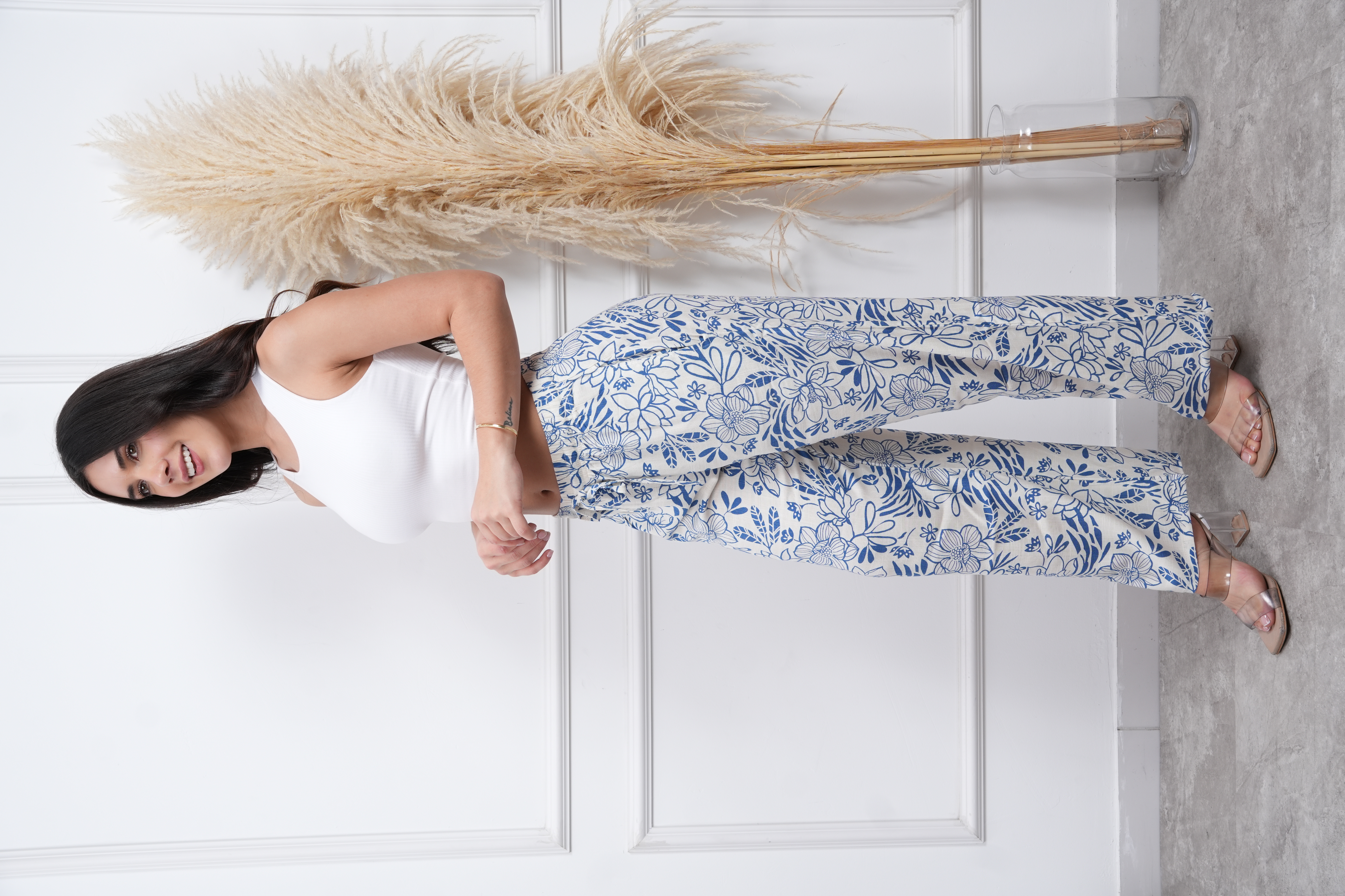Pantalón lino estampado