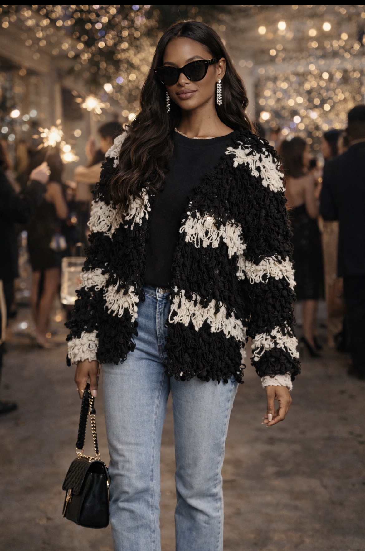 Chunky Striped Shaggy Sweater