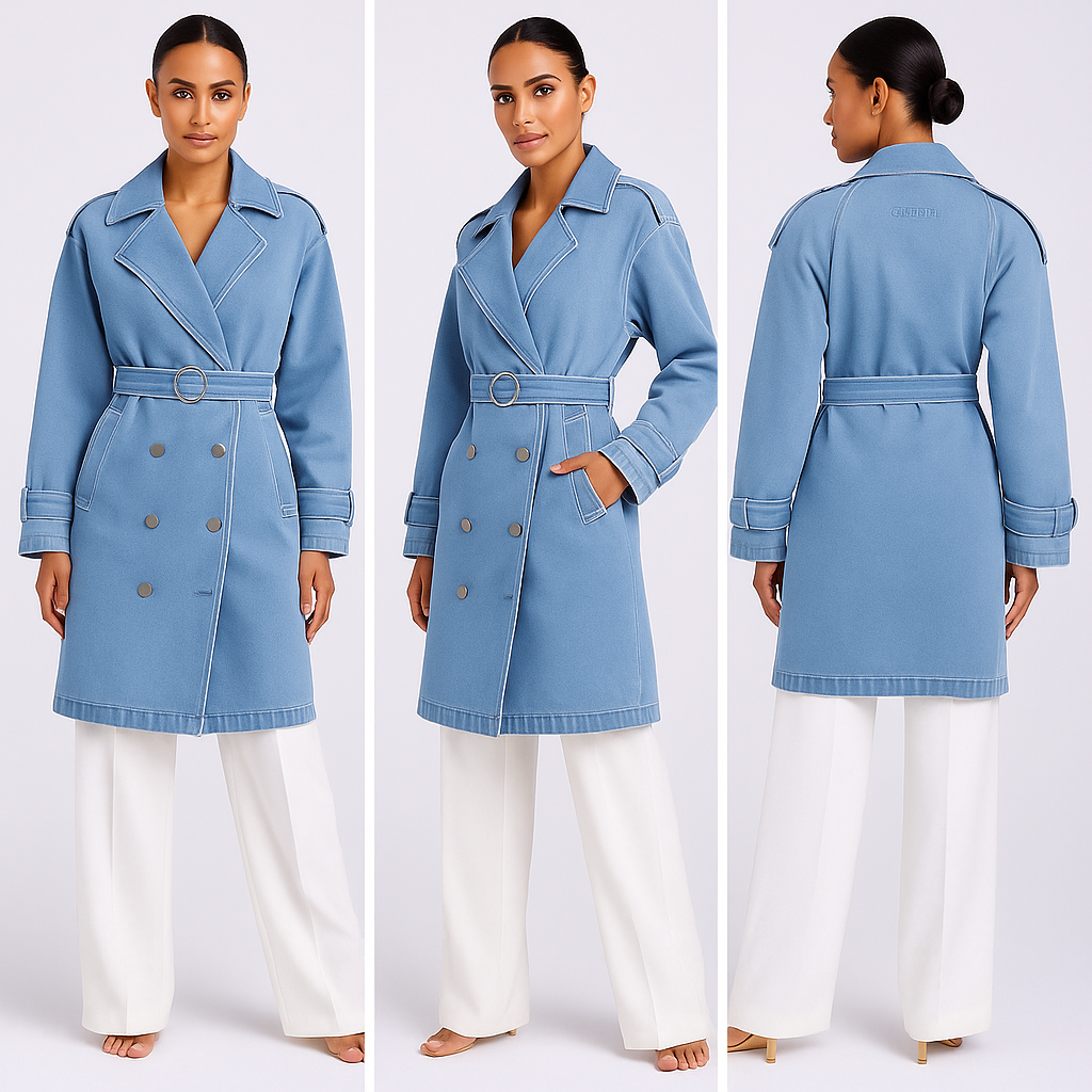 Light Denim Trench Coat