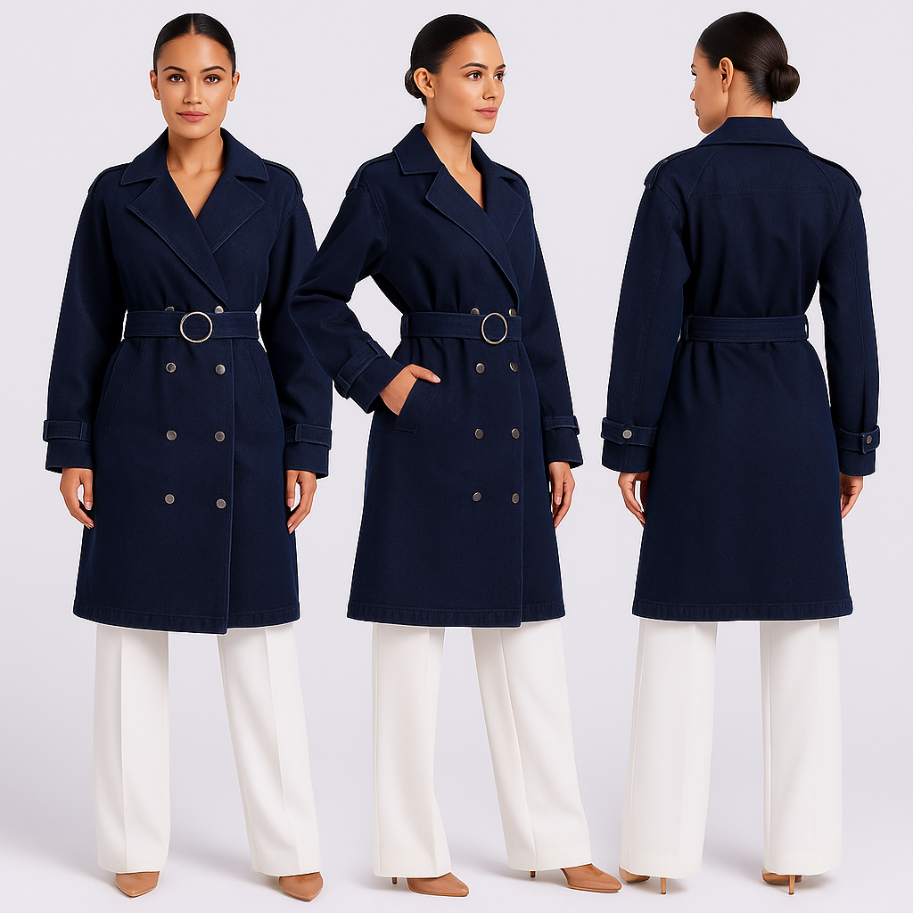 Dark Denim Trench Coat