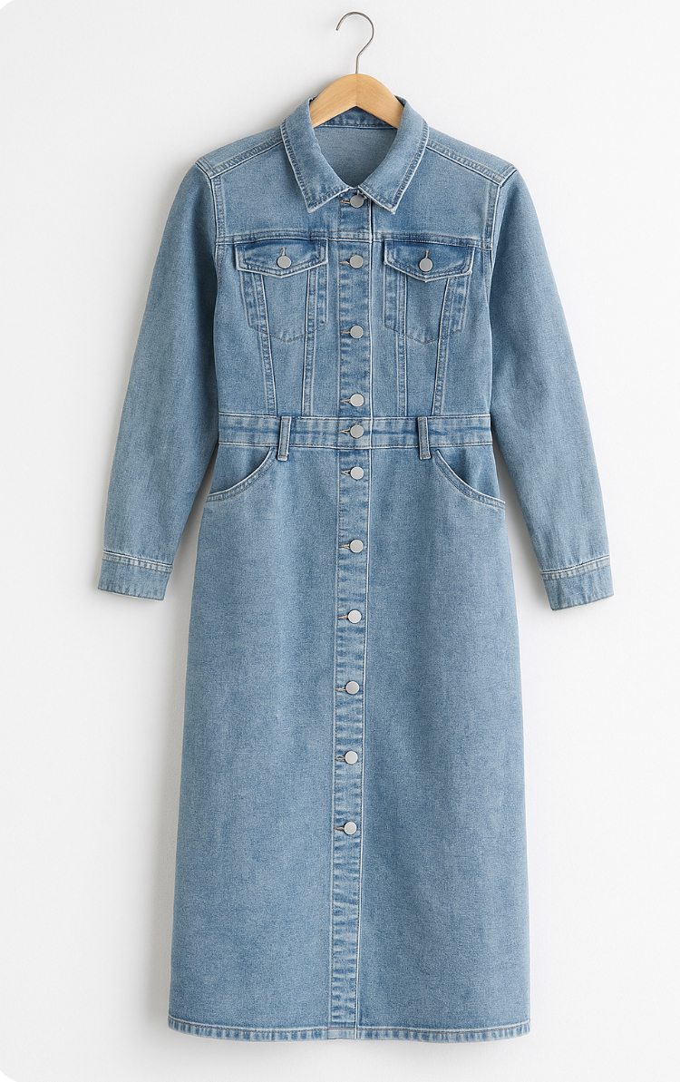 Denim Midi Shirt Dress