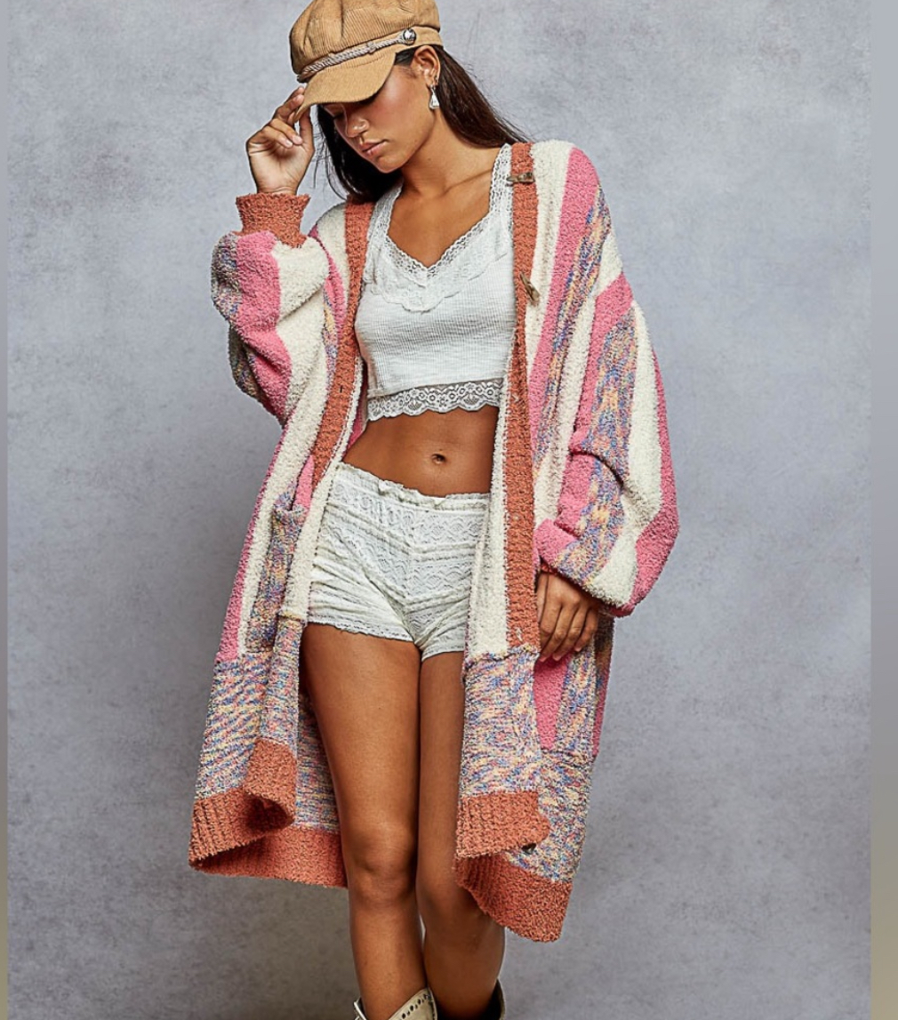 Striped Knitted Cardigan