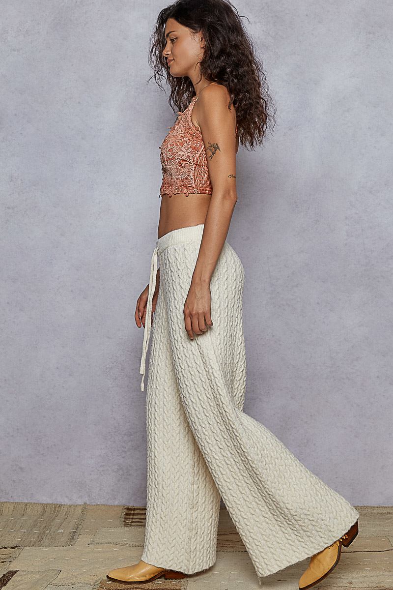 Cream Textured Knit  Set