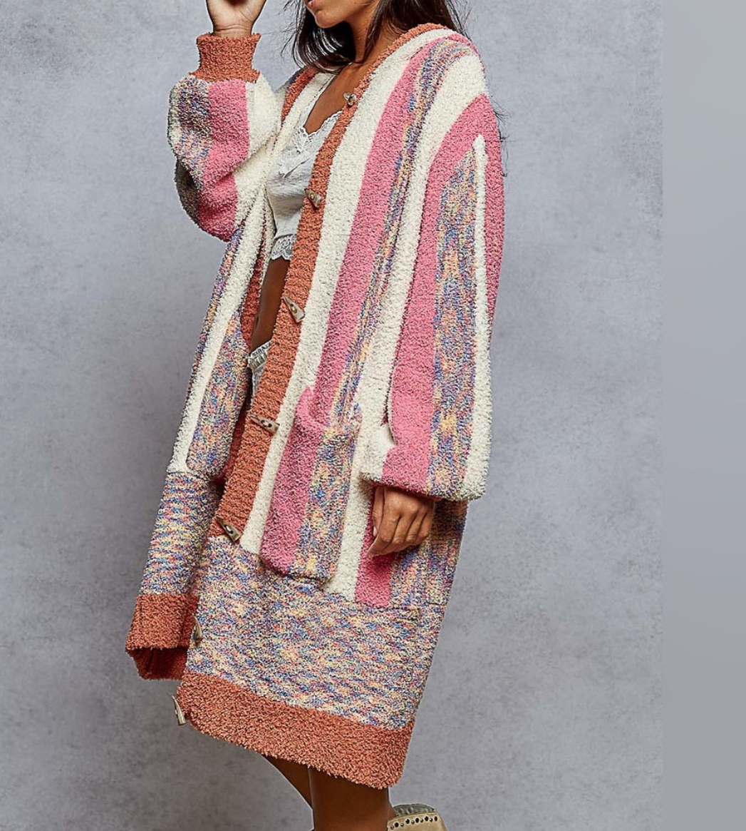 Striped Knitted Cardigan