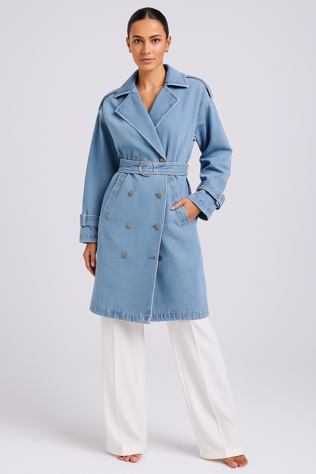 Light Denim Trench Coat