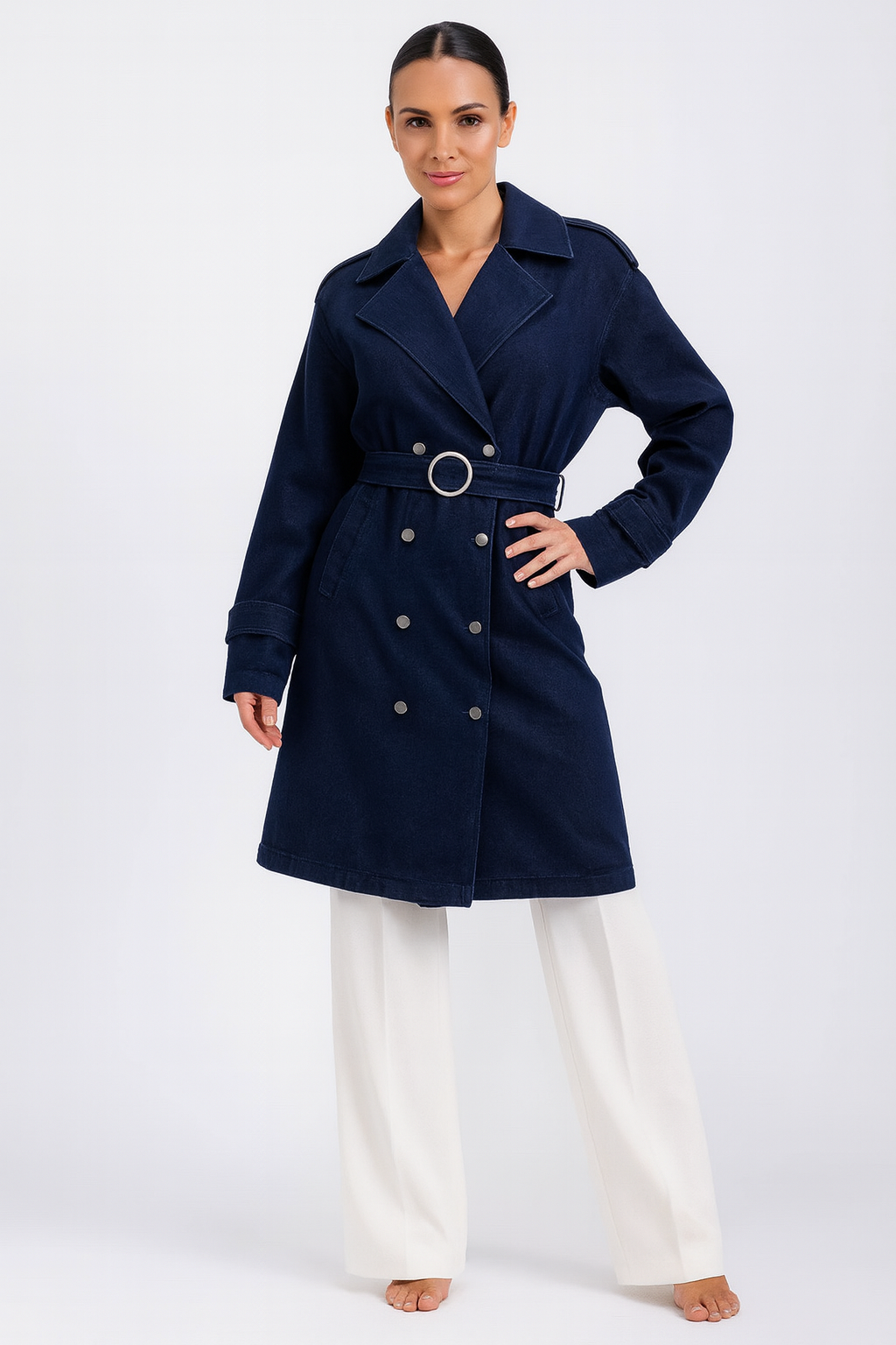 Dark Denim Trench Coat