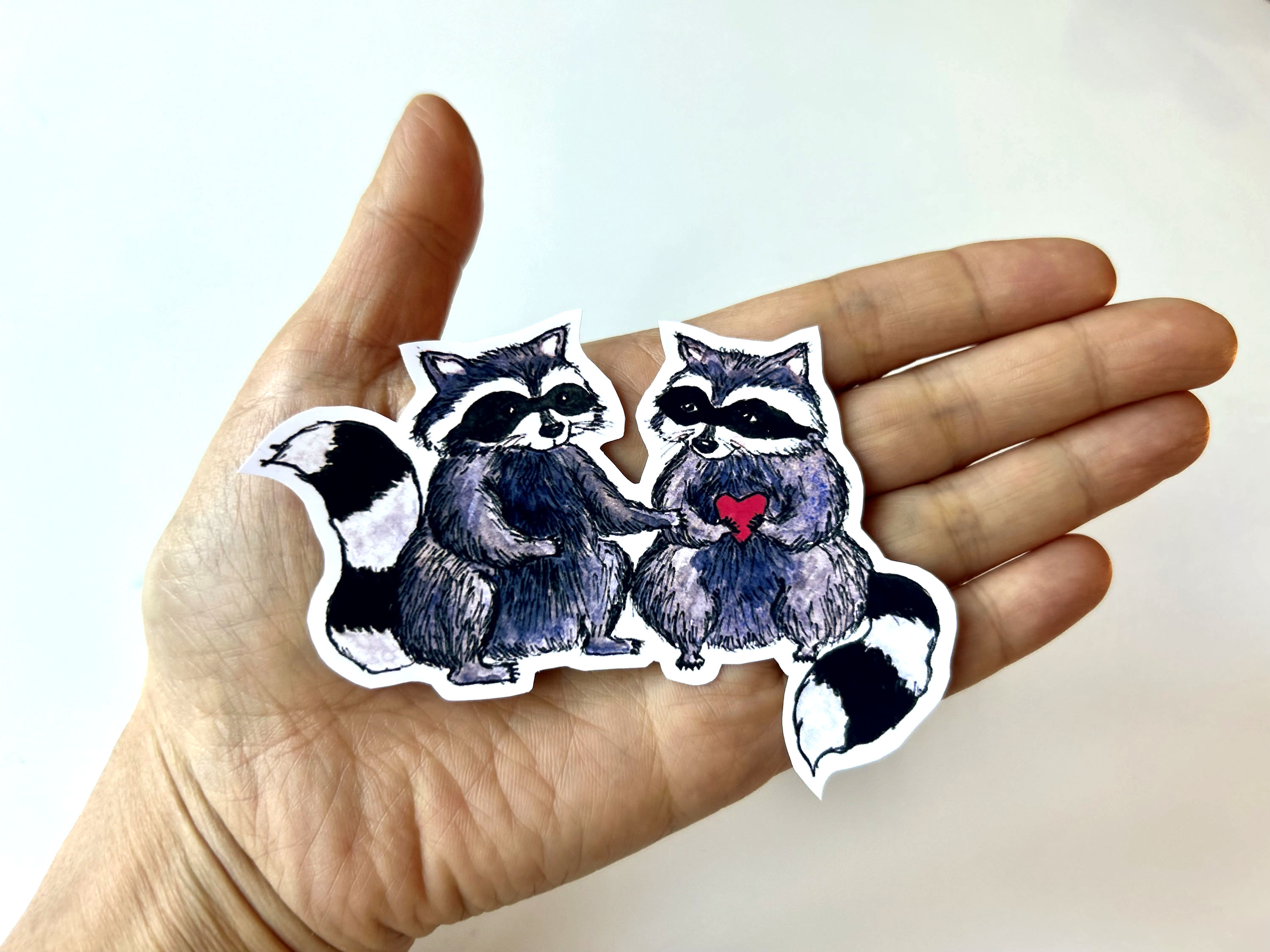 Raccoons in Love Vinyl Sticker