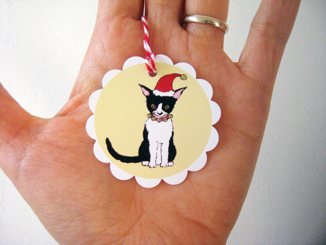 Christmas Kitties Scalloped Gift Tags - Set of 6