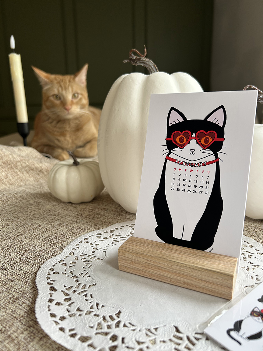 2026 Twelve Tuxedos Mini Calendar with Wooden Base