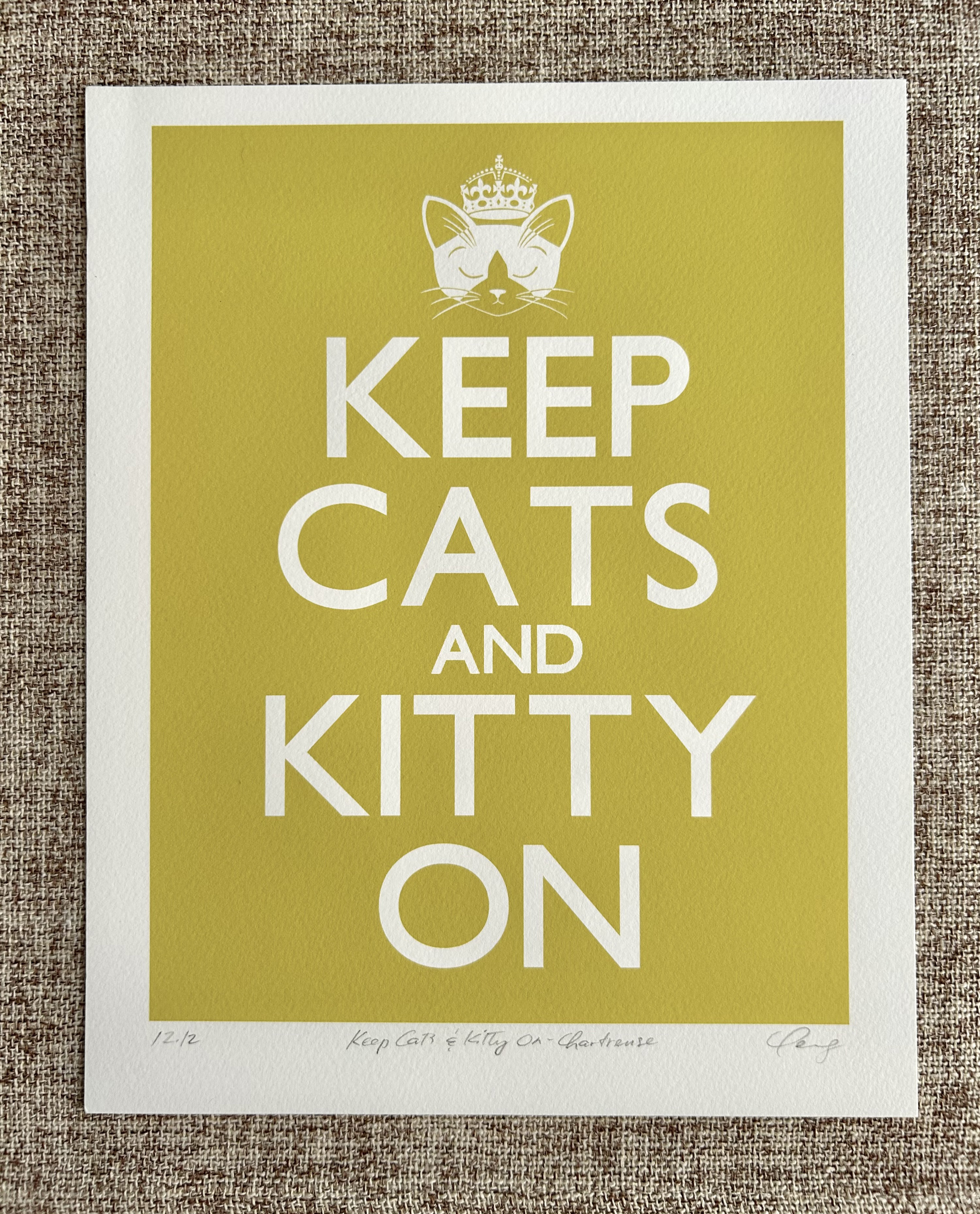 Keep Cats and Kitty On - Chartreuse | Art Print