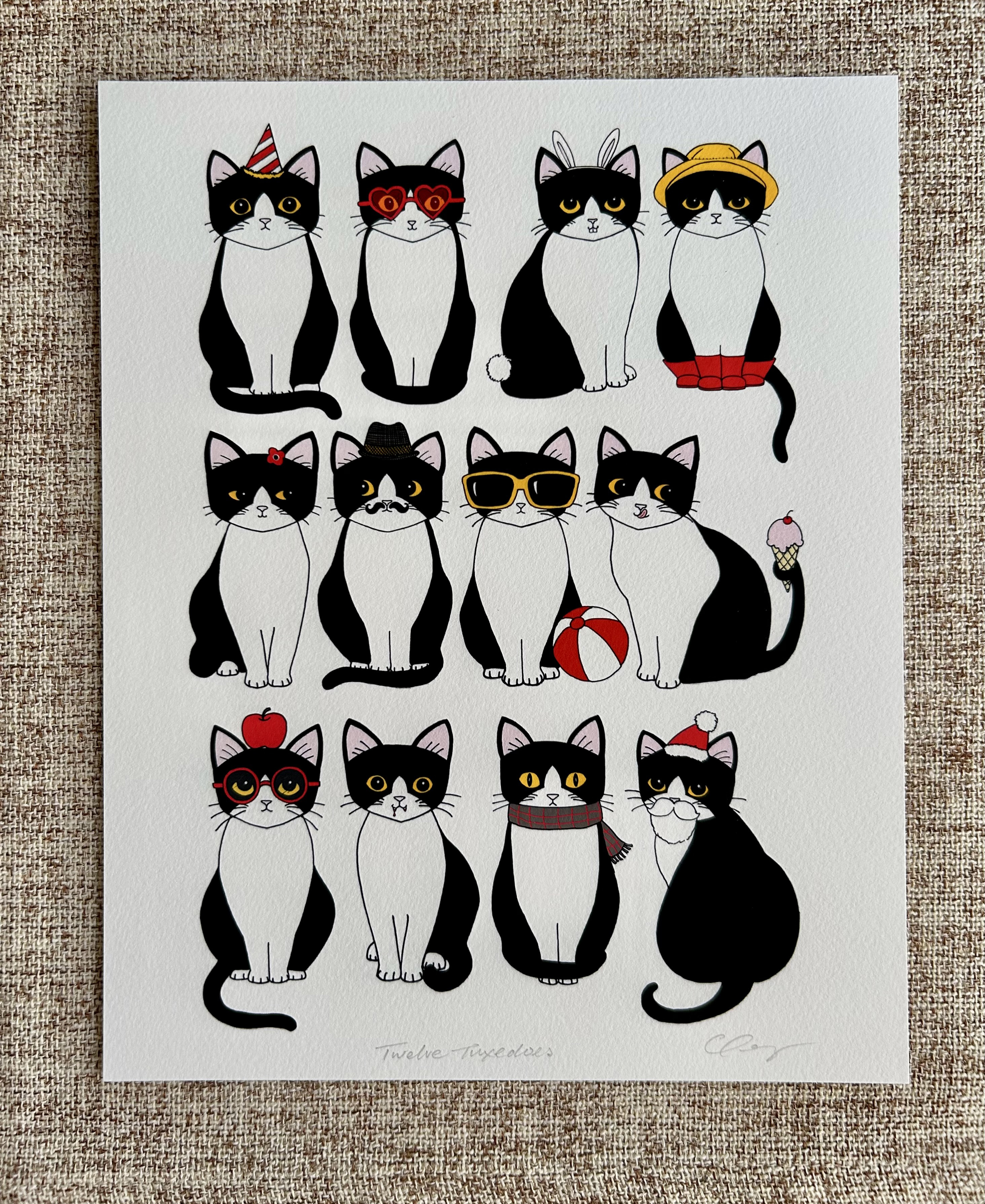 Twelve Tuxedo Cats | Art Print