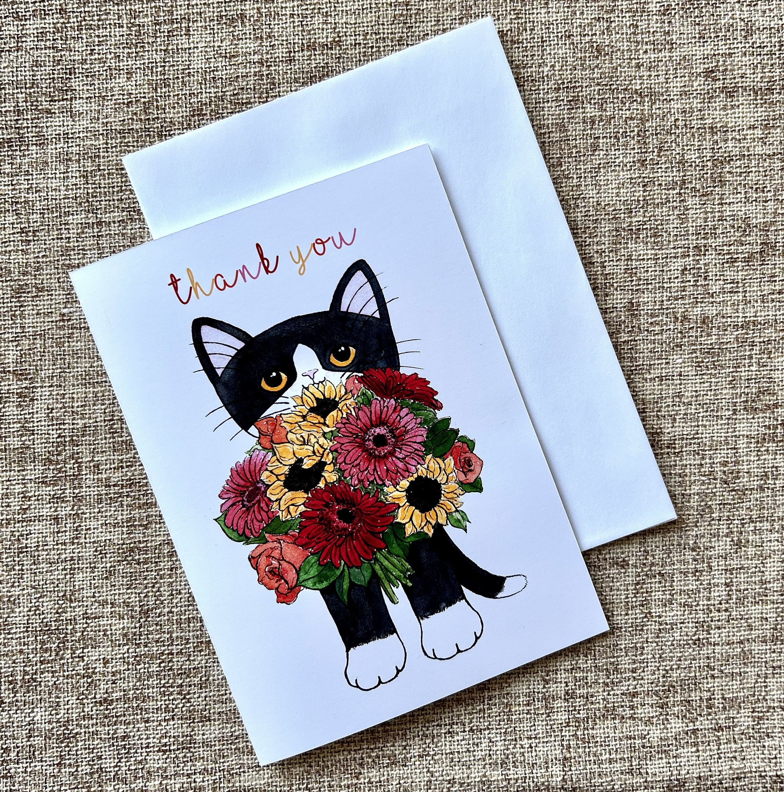 Thank You Bouquet Kitty | Thank You Greeting Card