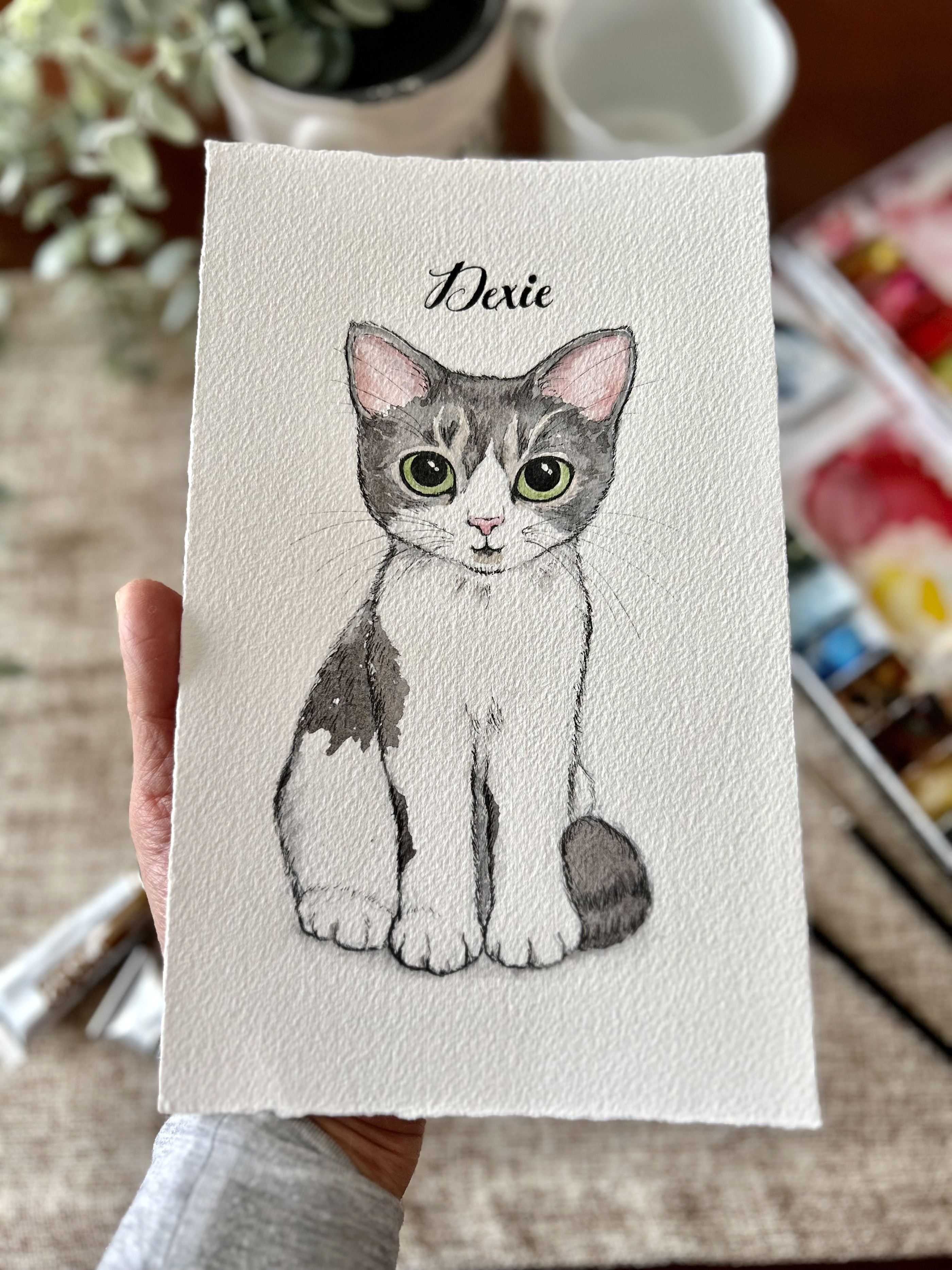 Add Your Pet's Name to Watercolour Portrait