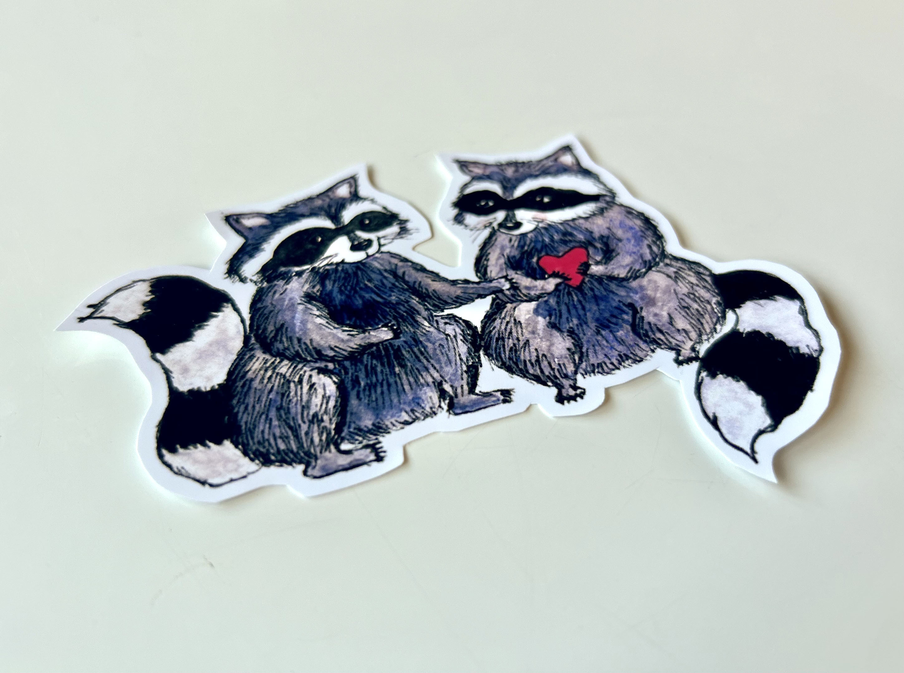 Raccoons in Love Vinyl Sticker