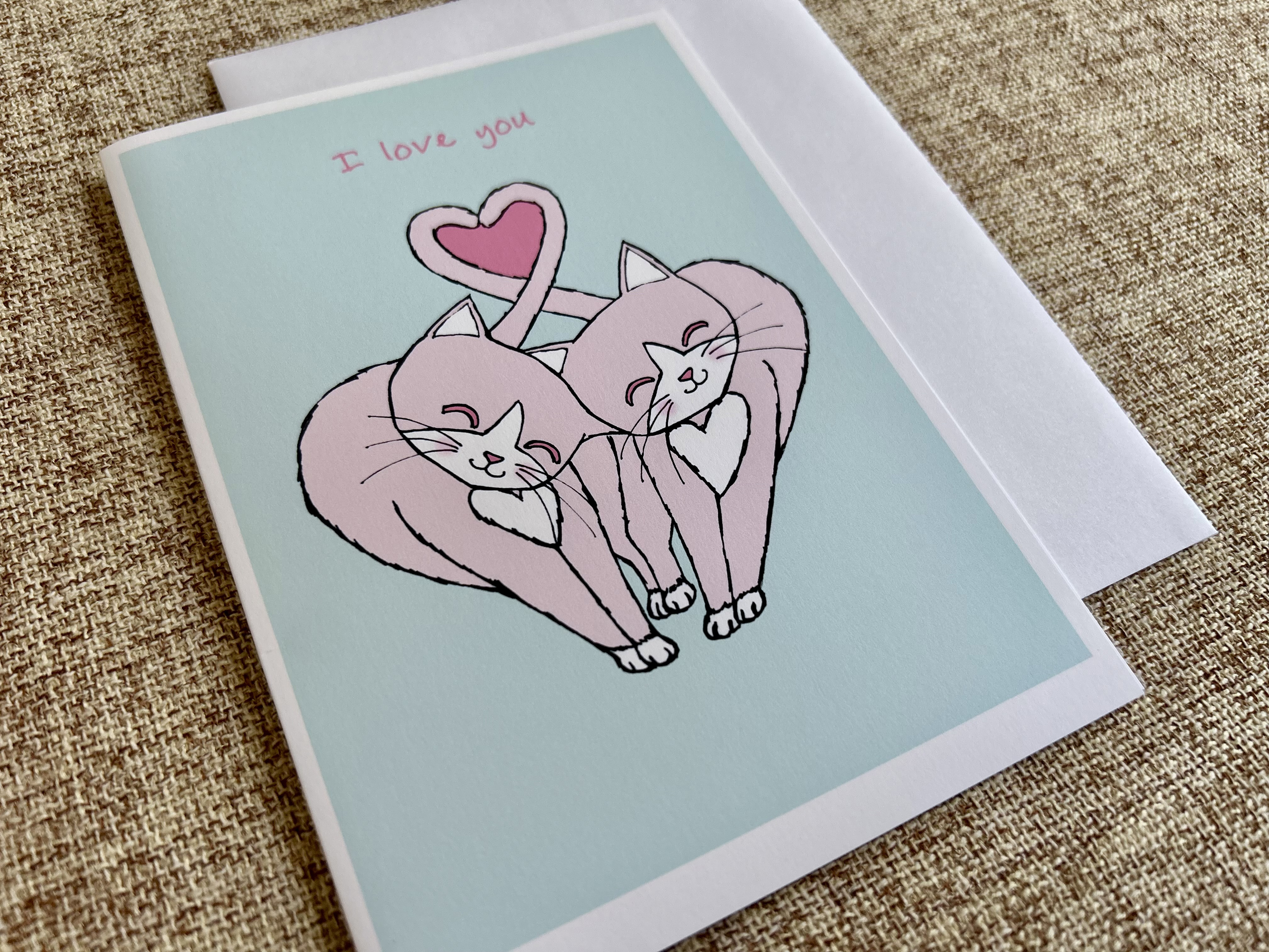 Headbutt - Pink Kitties | Romantic Greeting Card