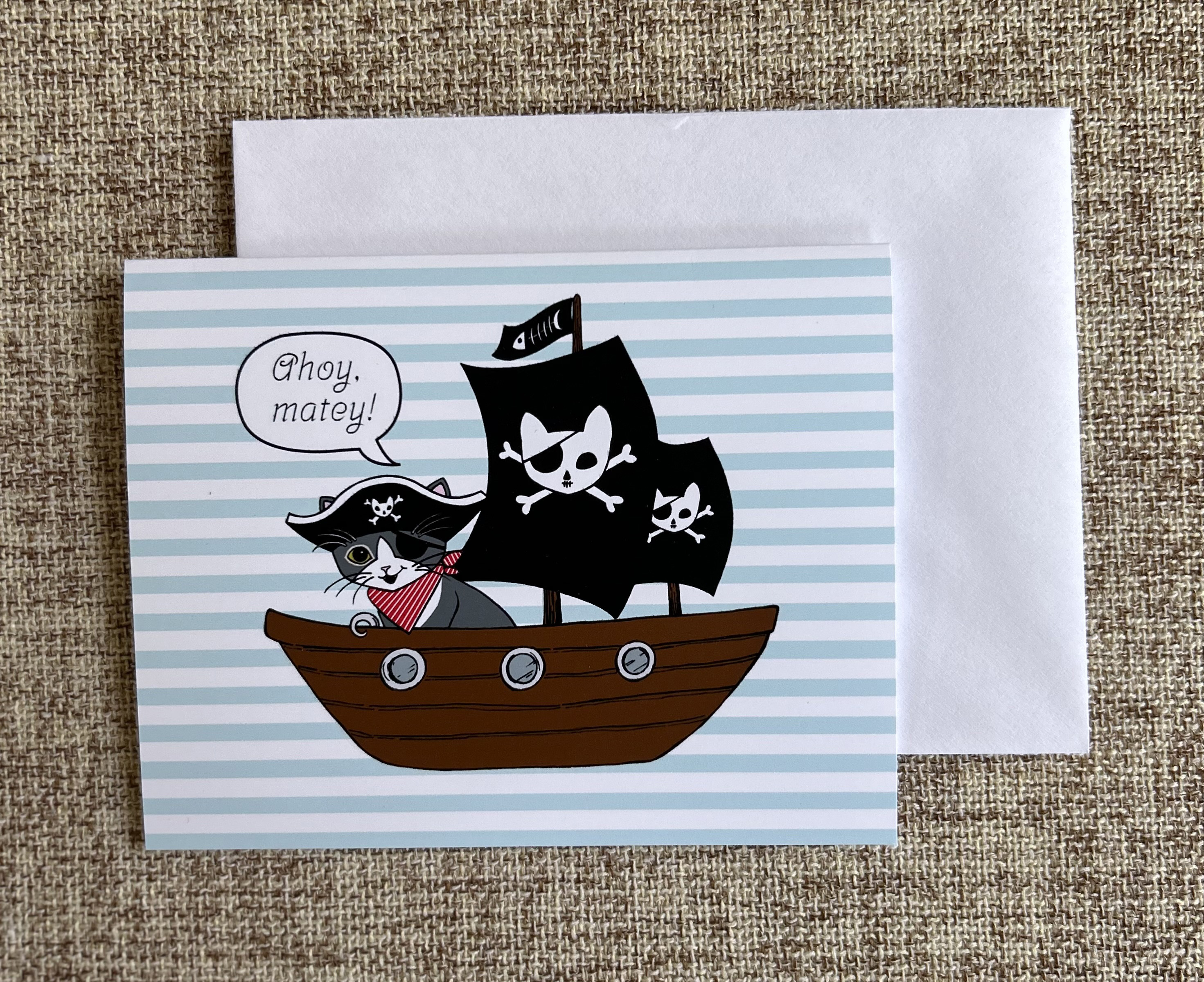 Pirate Kitty Ahoy | Thinking of You Greeting Card