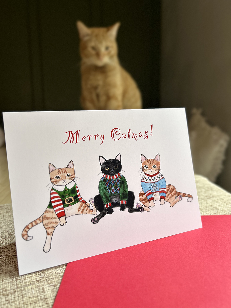 Ugly Sweater Kitties Holiday Greeting Card