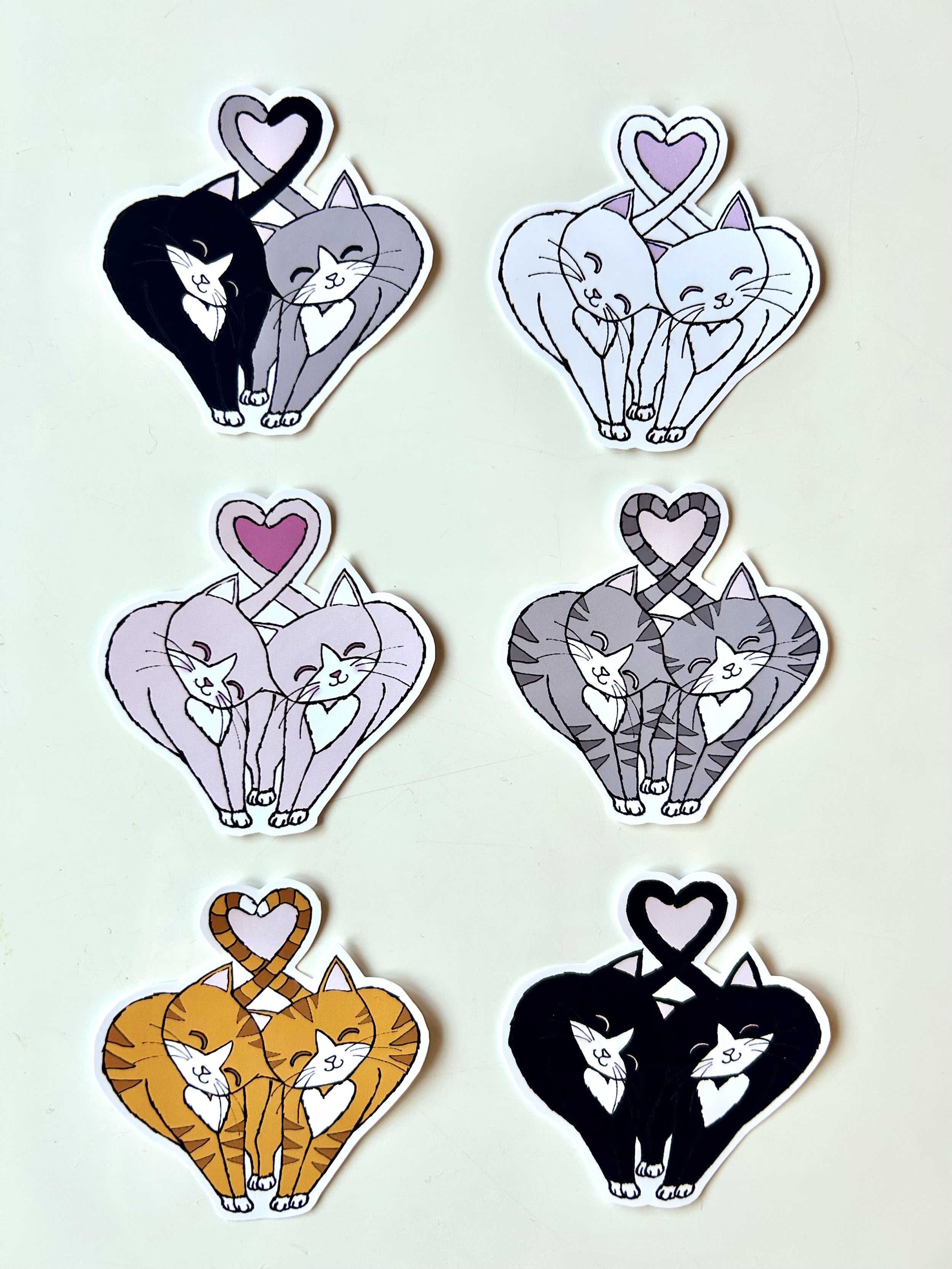 Headbutting Kitties Vinyl Sticker Set