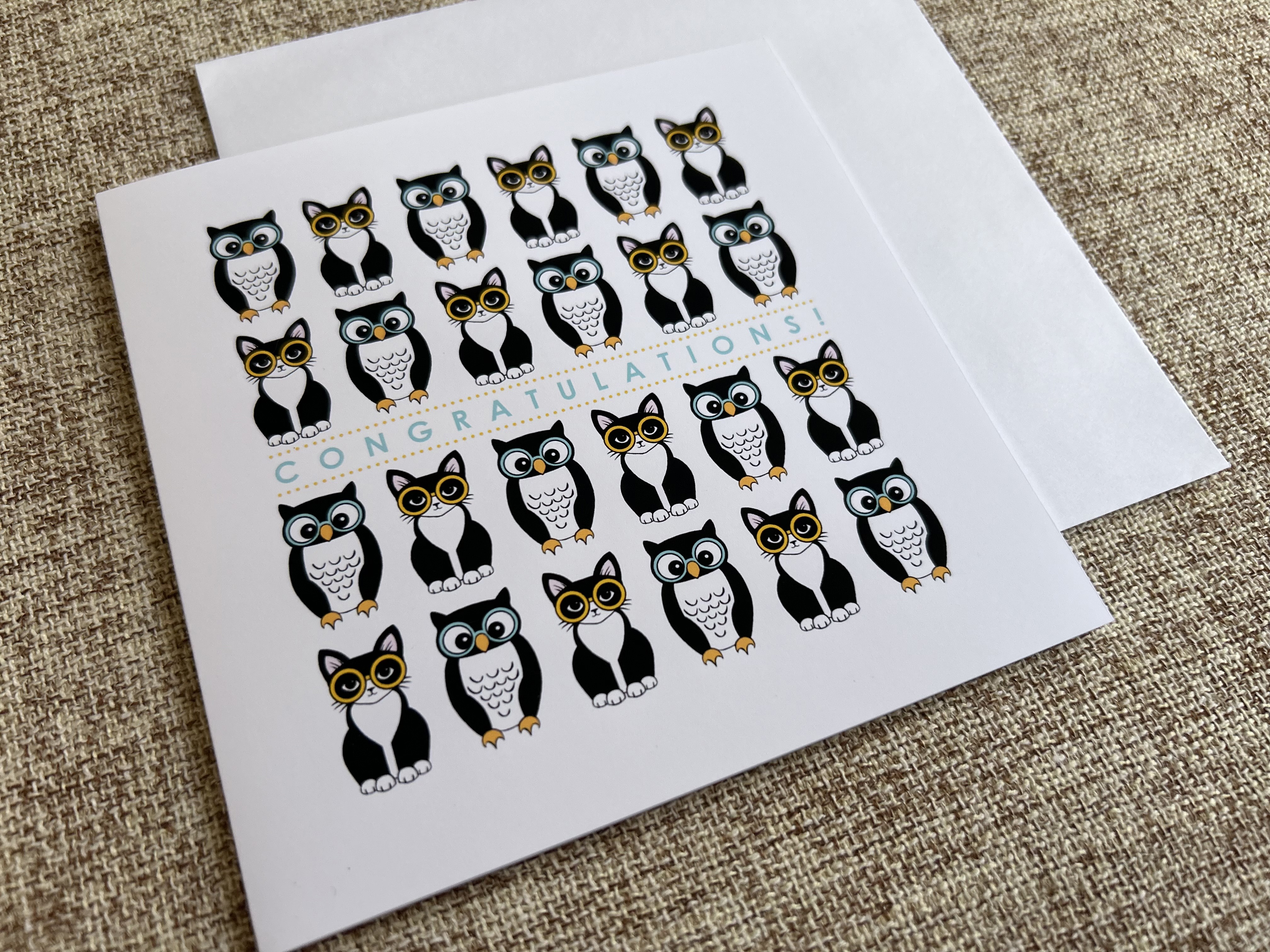 Owl & Pussycat Congratulations Greeting Card