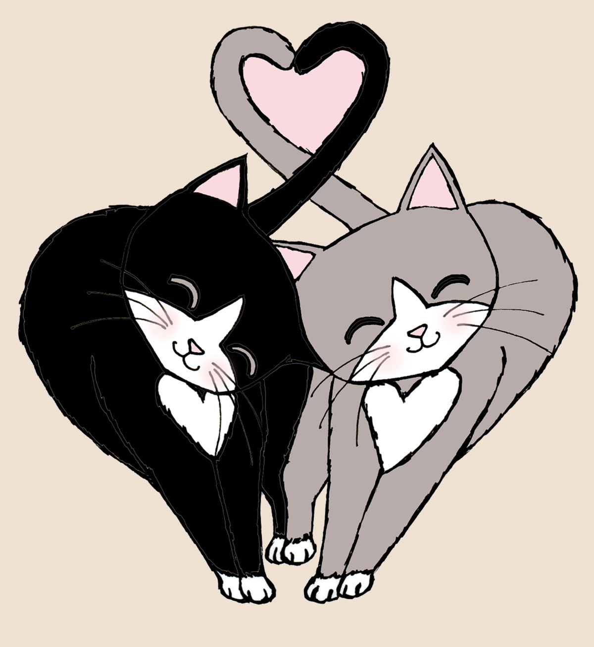 Headbutt - Black & Grey Tuxedo Cats | Art Print