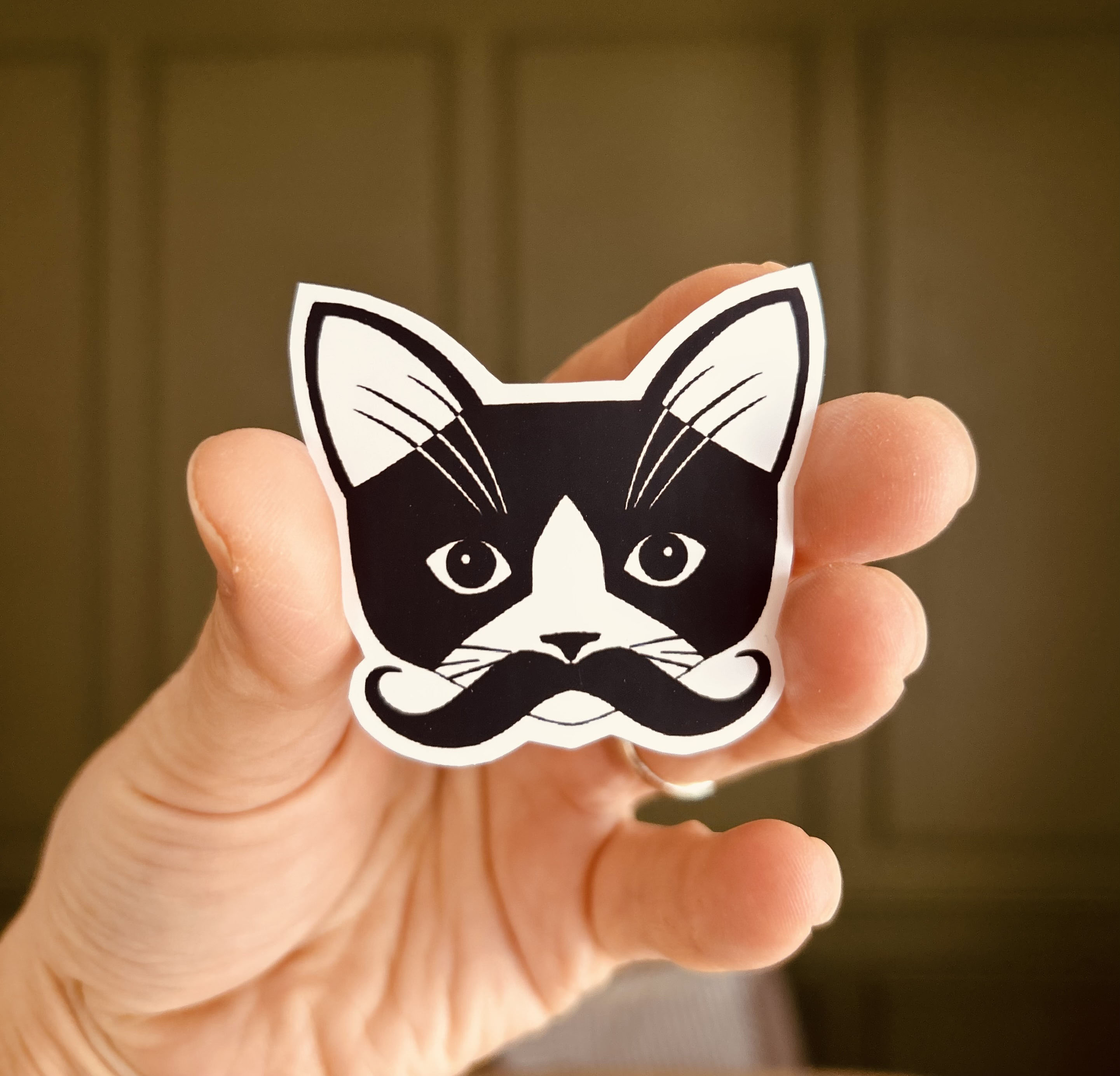 Moustache Kitty Vinyl Sticker