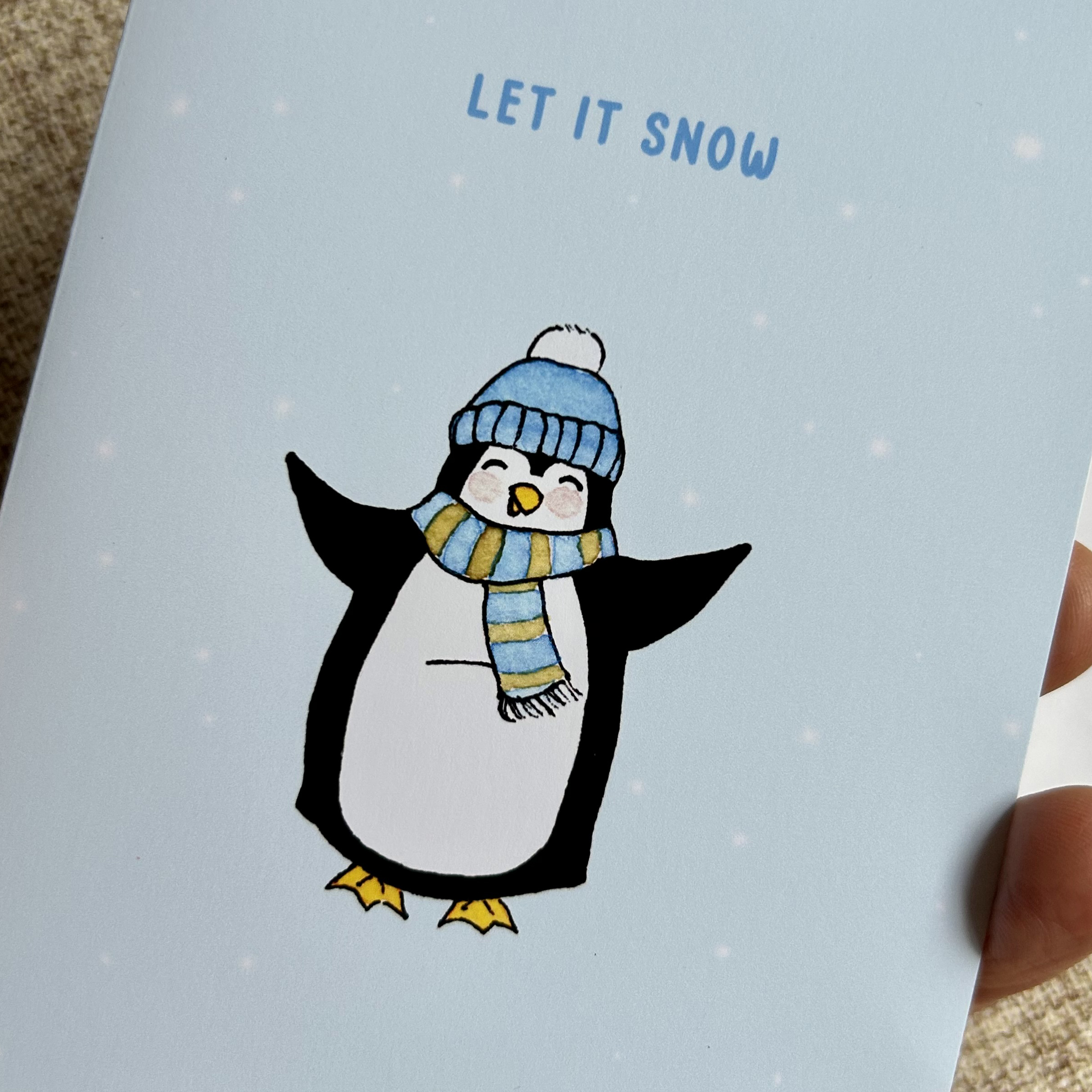 Let it Snow Blue or Red Holiday Greeting Card