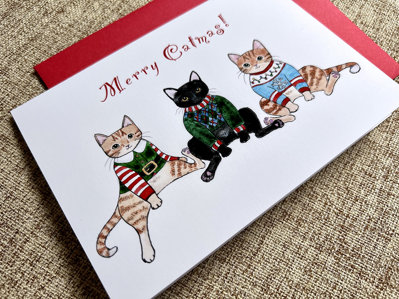 Ugly Sweater Kitties Holiday Greeting Card