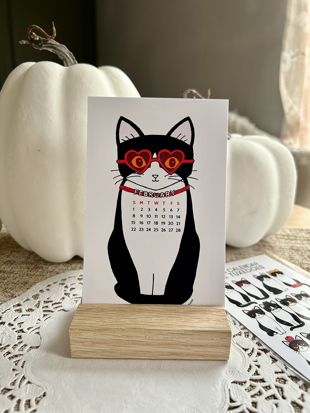 2026 Twelve Tuxedos Mini Calendar with Wooden Base