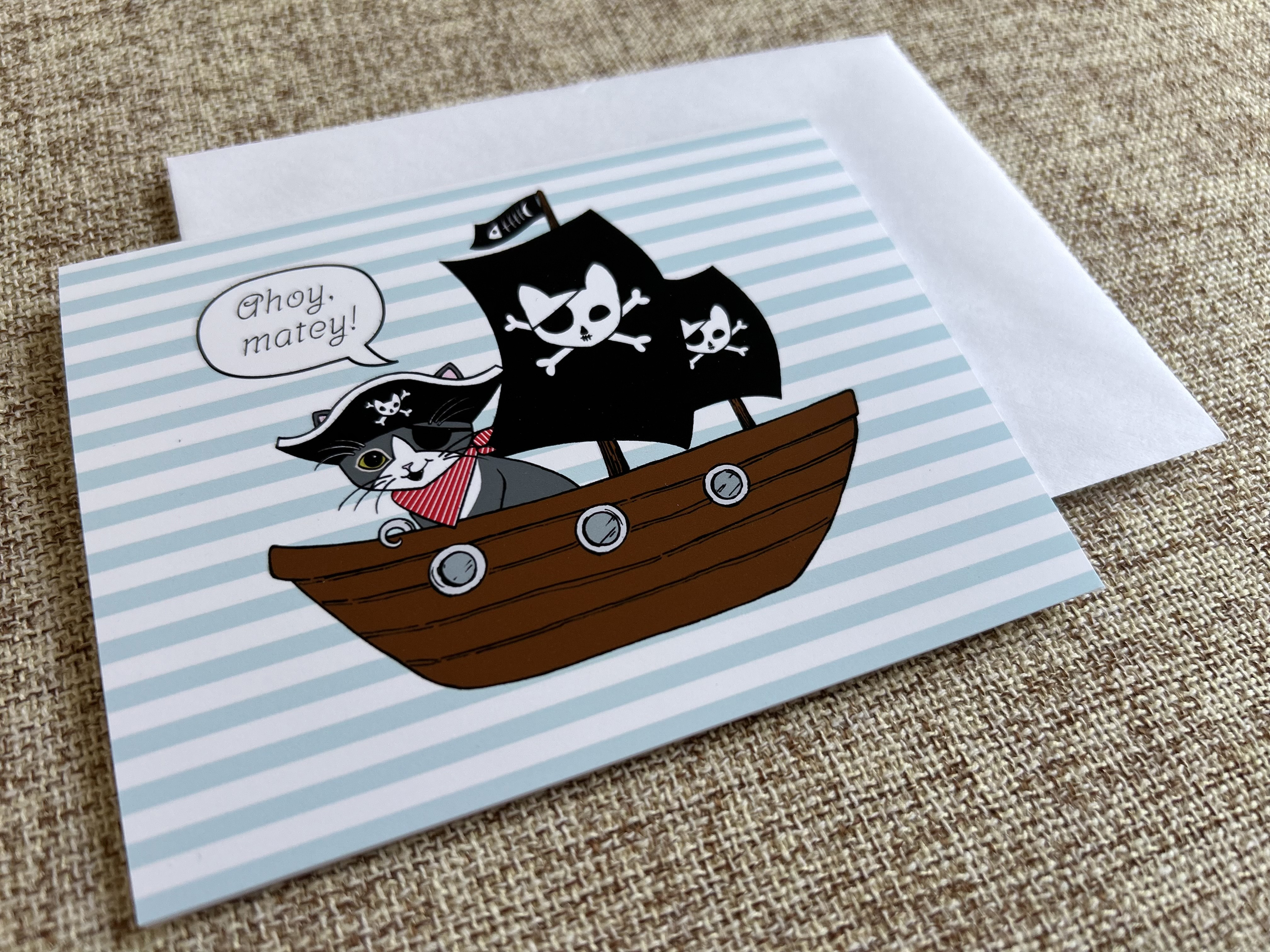 Pirate Kitty Ahoy | Thinking of You Greeting Card
