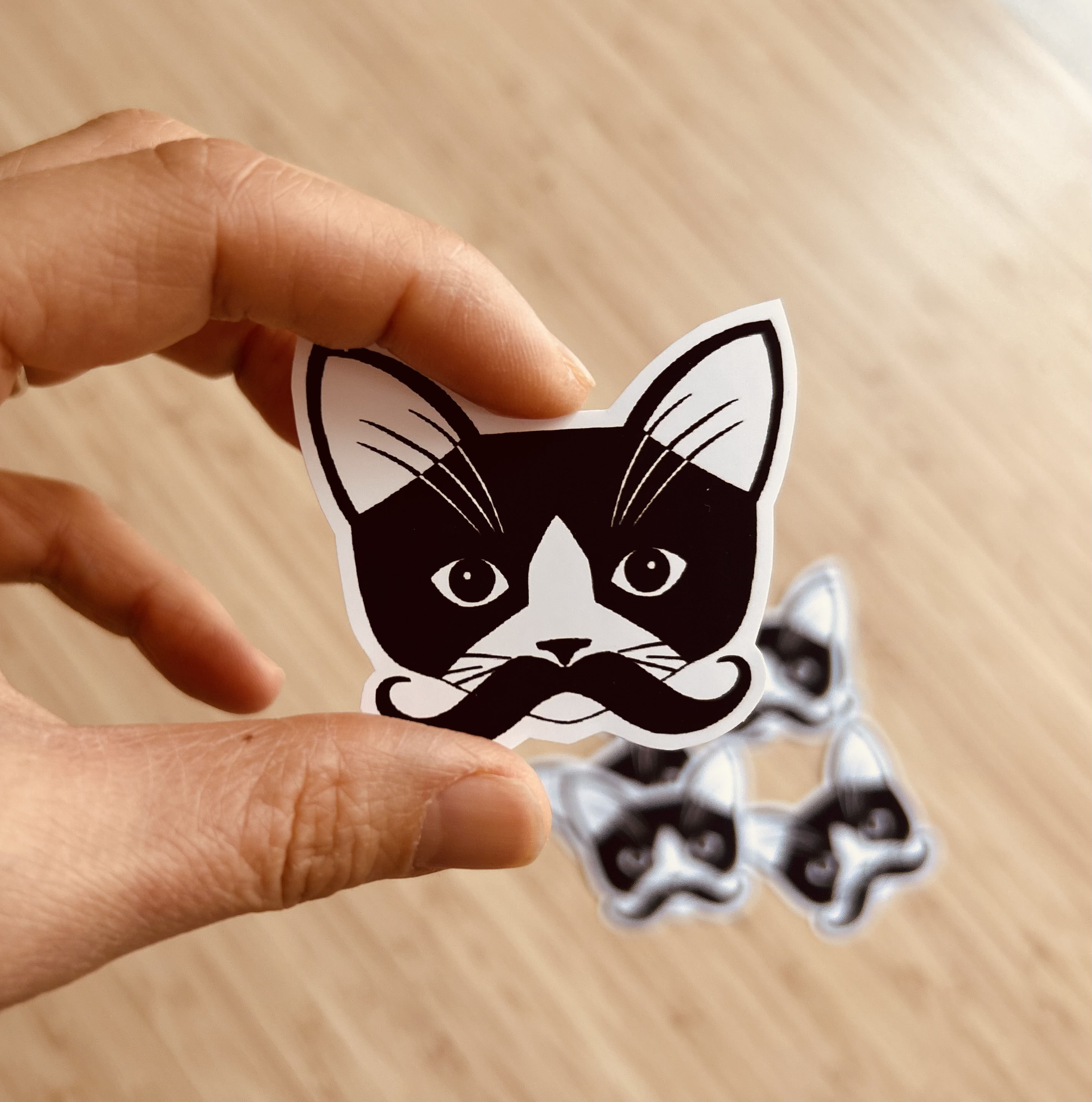 Moustache Kitty Vinyl Sticker