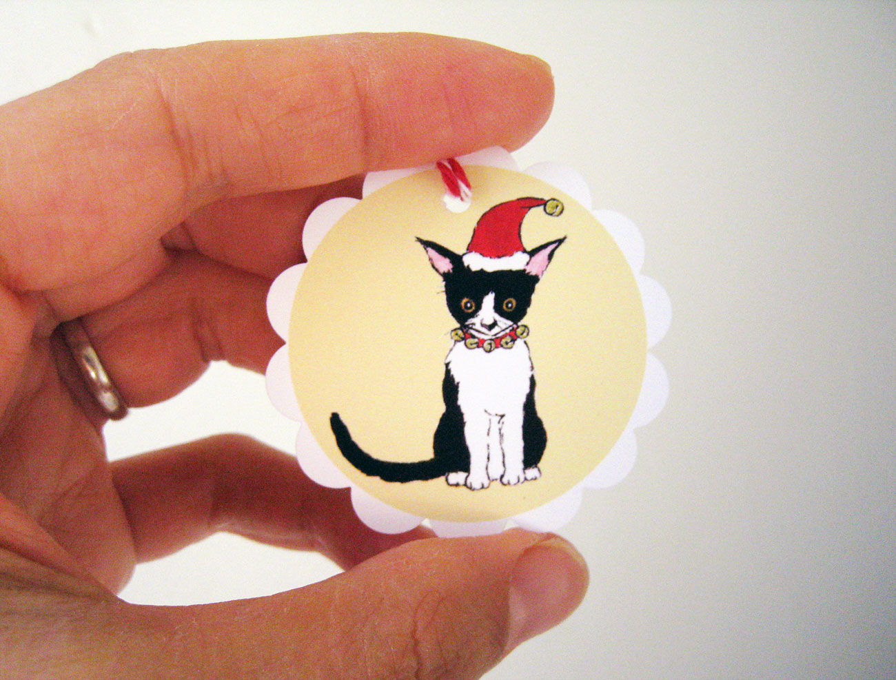 Christmas Kitties Scalloped Gift Tags - Set of 6