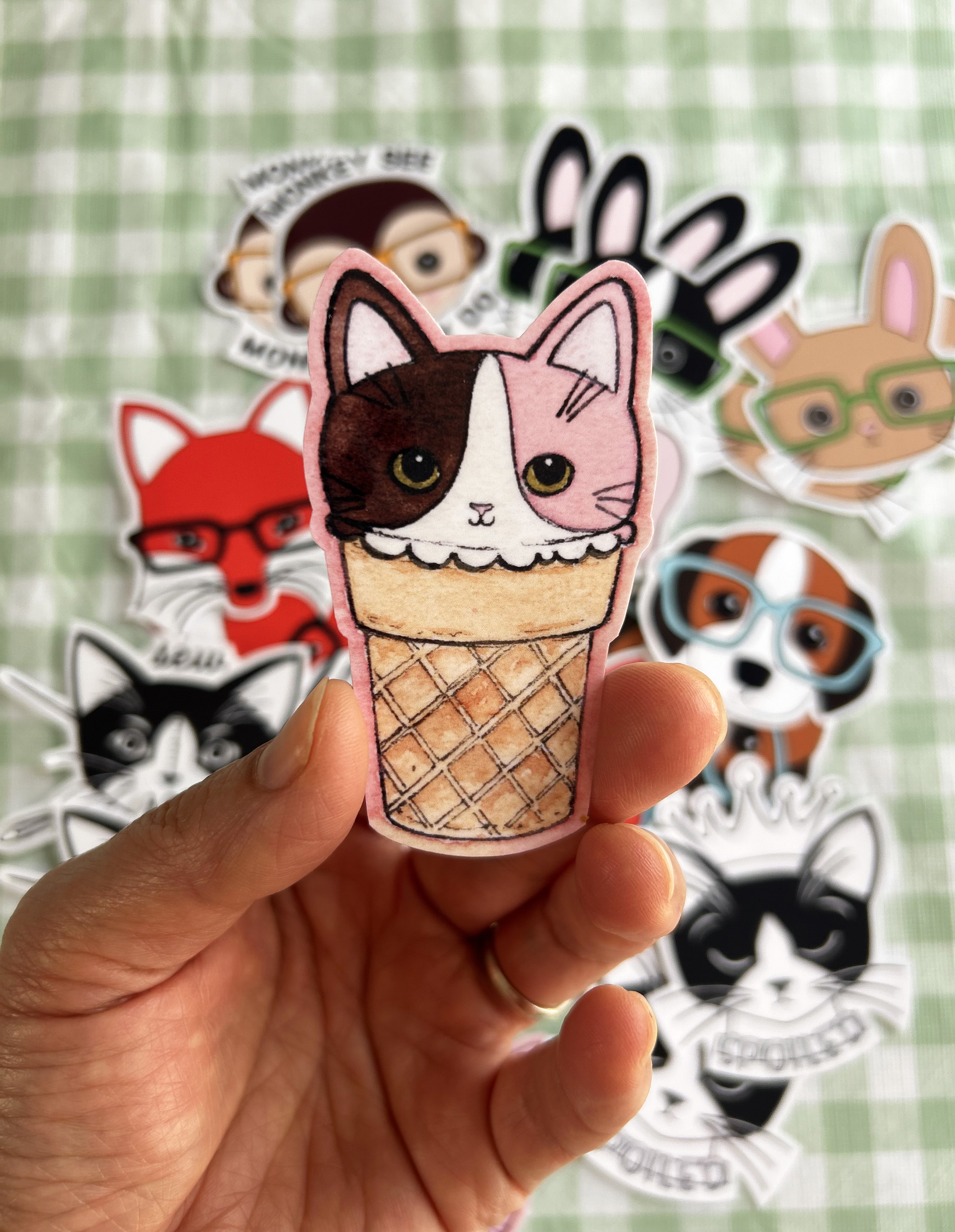 Ice Cream Kitty Vinyl Sticker