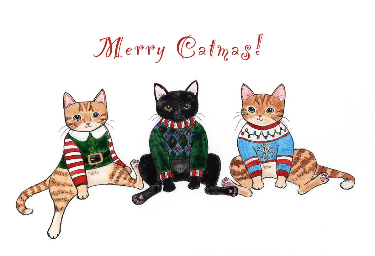 Ugly Sweater Kitties Holiday Greeting Card