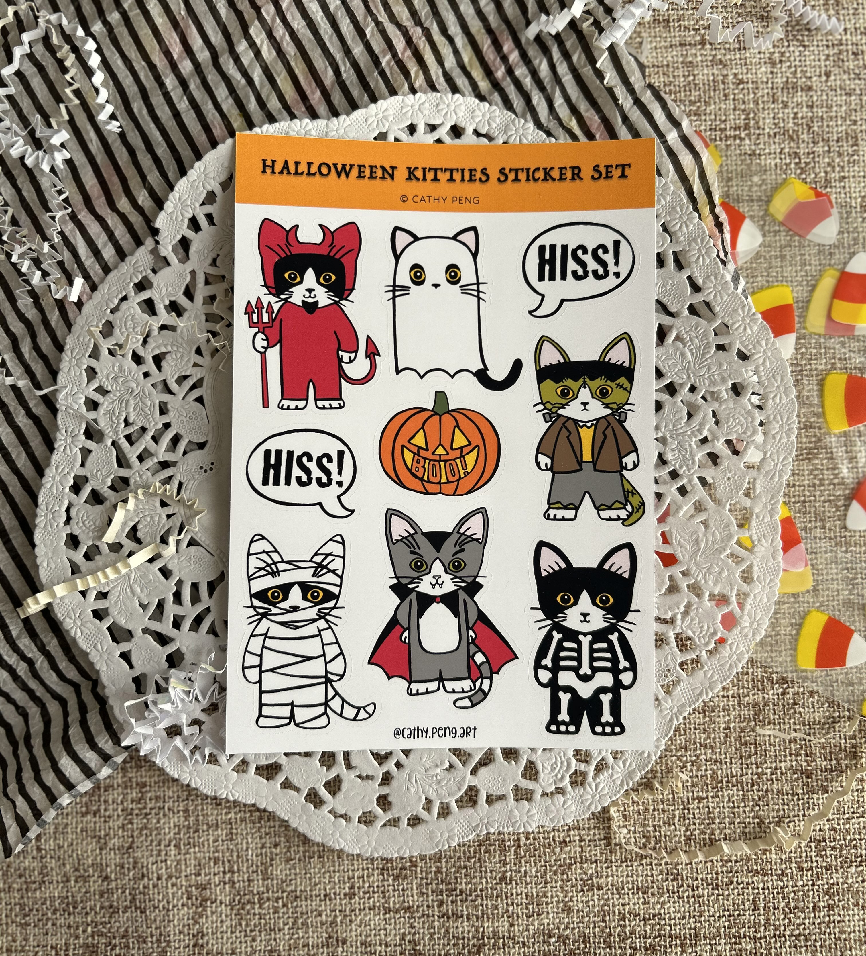 Halloween Kitties Sticker Sheet