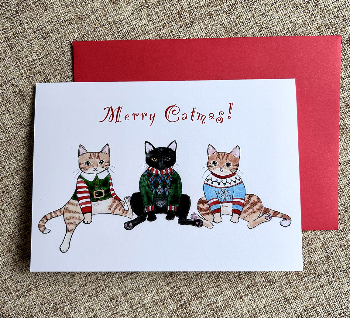 Ugly Sweater Kitties Holiday Greeting Card