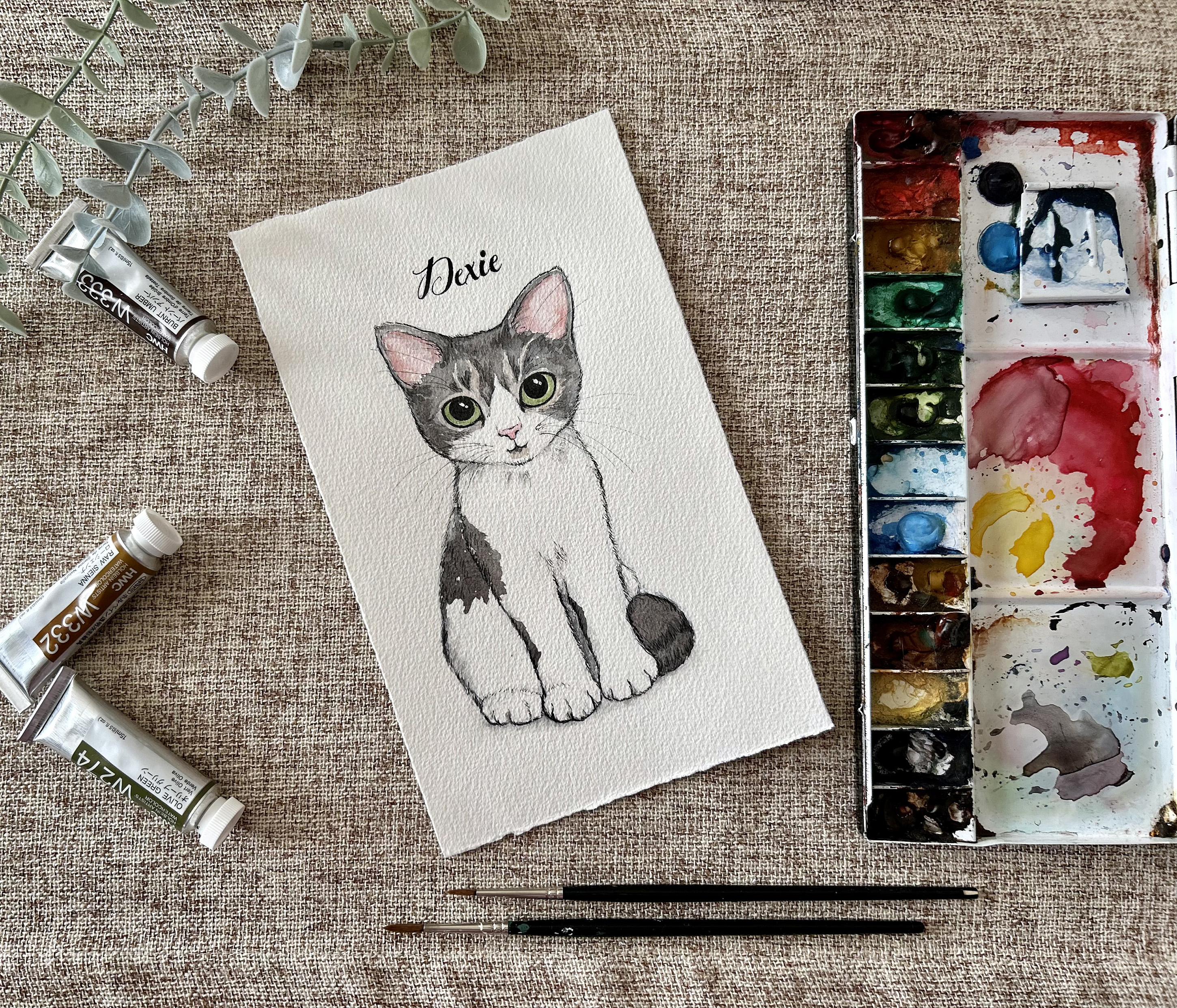 Add Your Pet's Name to Watercolour Portrait