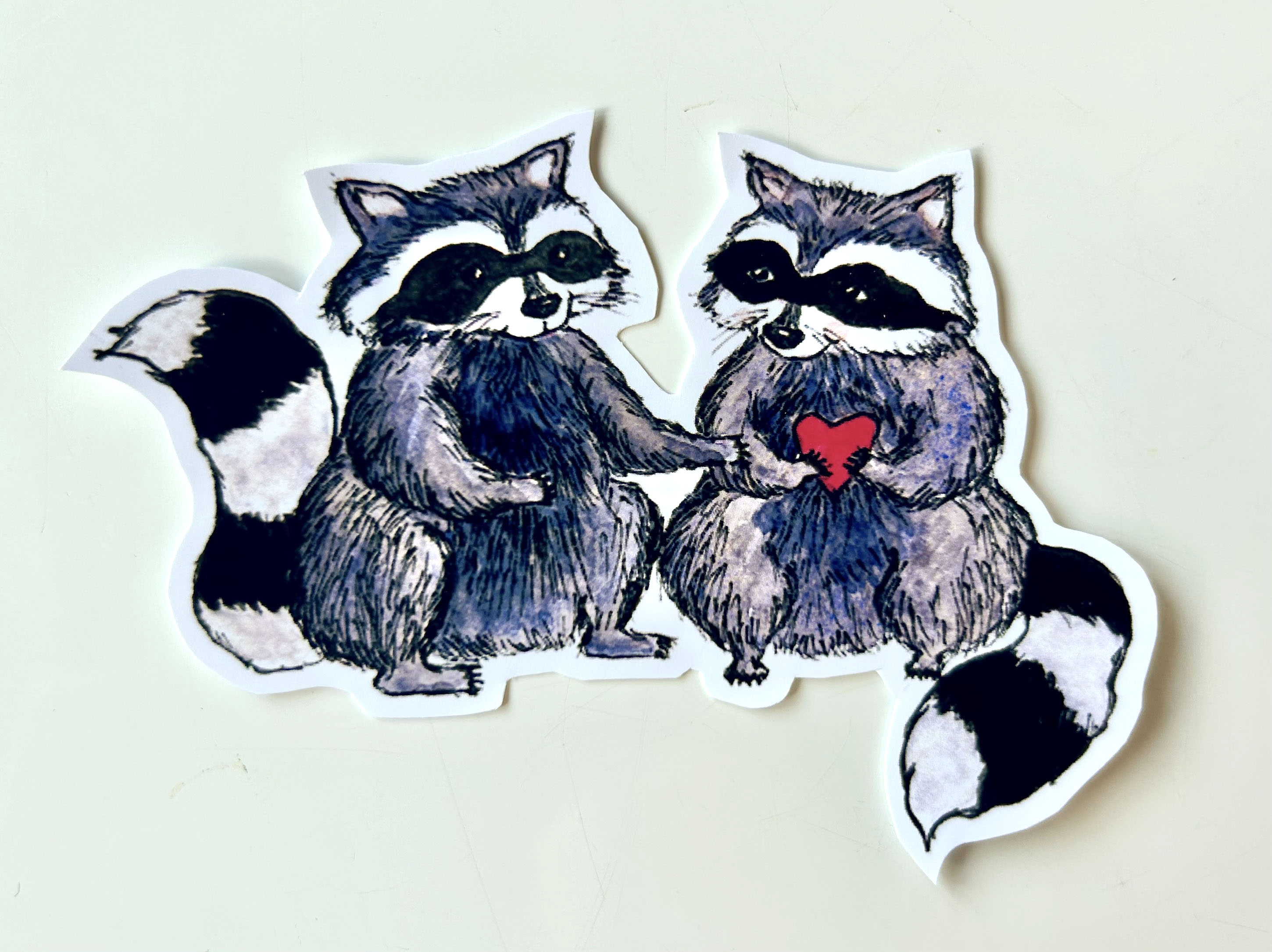 Raccoons in Love Vinyl Sticker